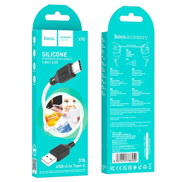 HOCO X90 USB to Type-C 3A Silikon Hızlı Şarj ve Data Kablosu-1852 HOCO X90 USB to Type-C 3A Silikon Hızlı Şarj ve Data Kablosu-1852