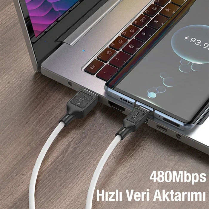 HOCO X90 USB to Type-C 3A Silikon Hızlı Şarj ve Data Kablosu-1852 HOCO X90 USB to Type-C 3A Silikon Hızlı Şarj ve Data Kablosu-1852