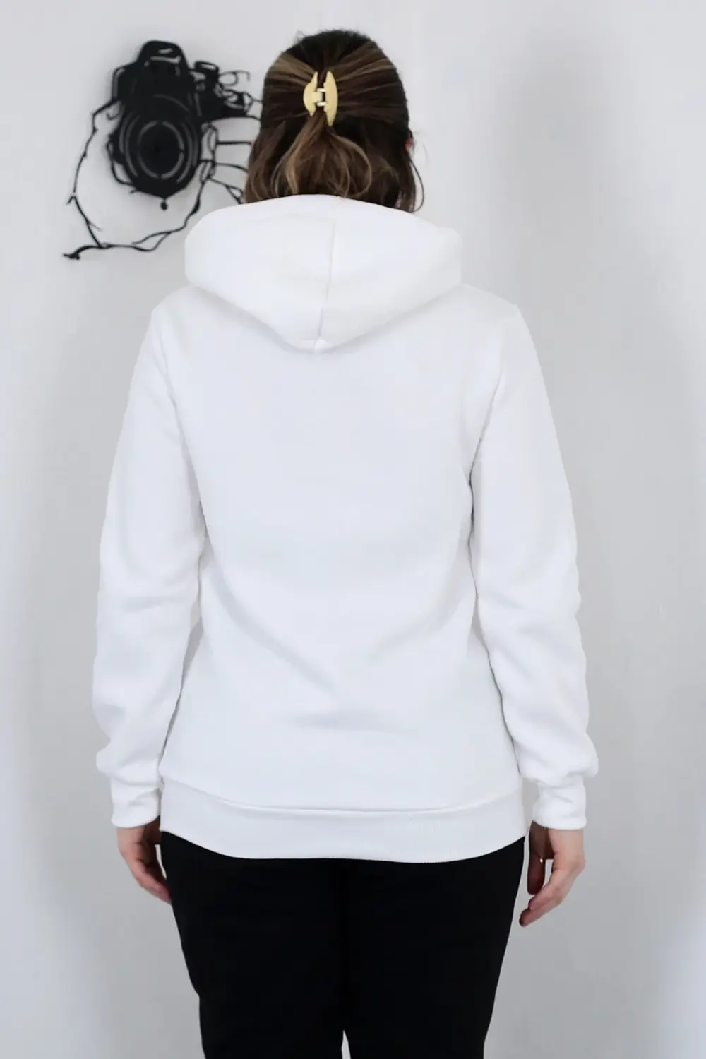 Hodies Winter Kapşonlu Kanguru Cep 3 iplik Puf Yumuşacık (İçi Pol