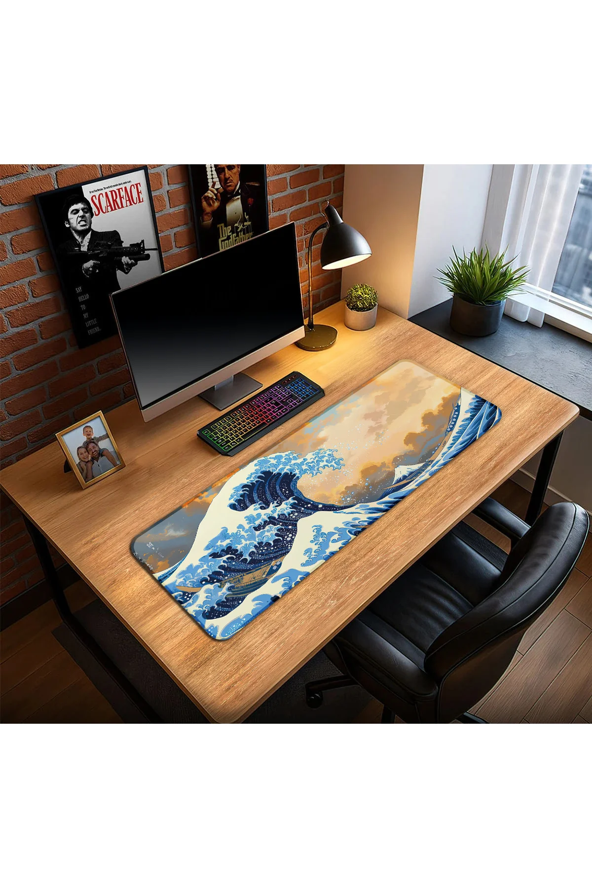 Hokusai Japon Dalgalar Oyun Gaming Klavye Mouse Pad Masa Matı 70x