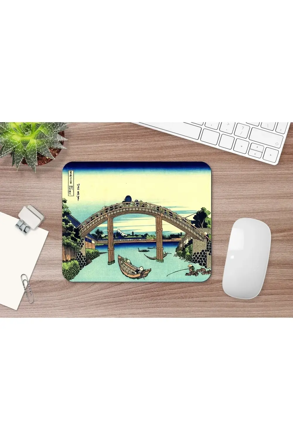 Hokusai Mannen Bridge At Fukagawa 17 X 21 Cm Mouse Pad