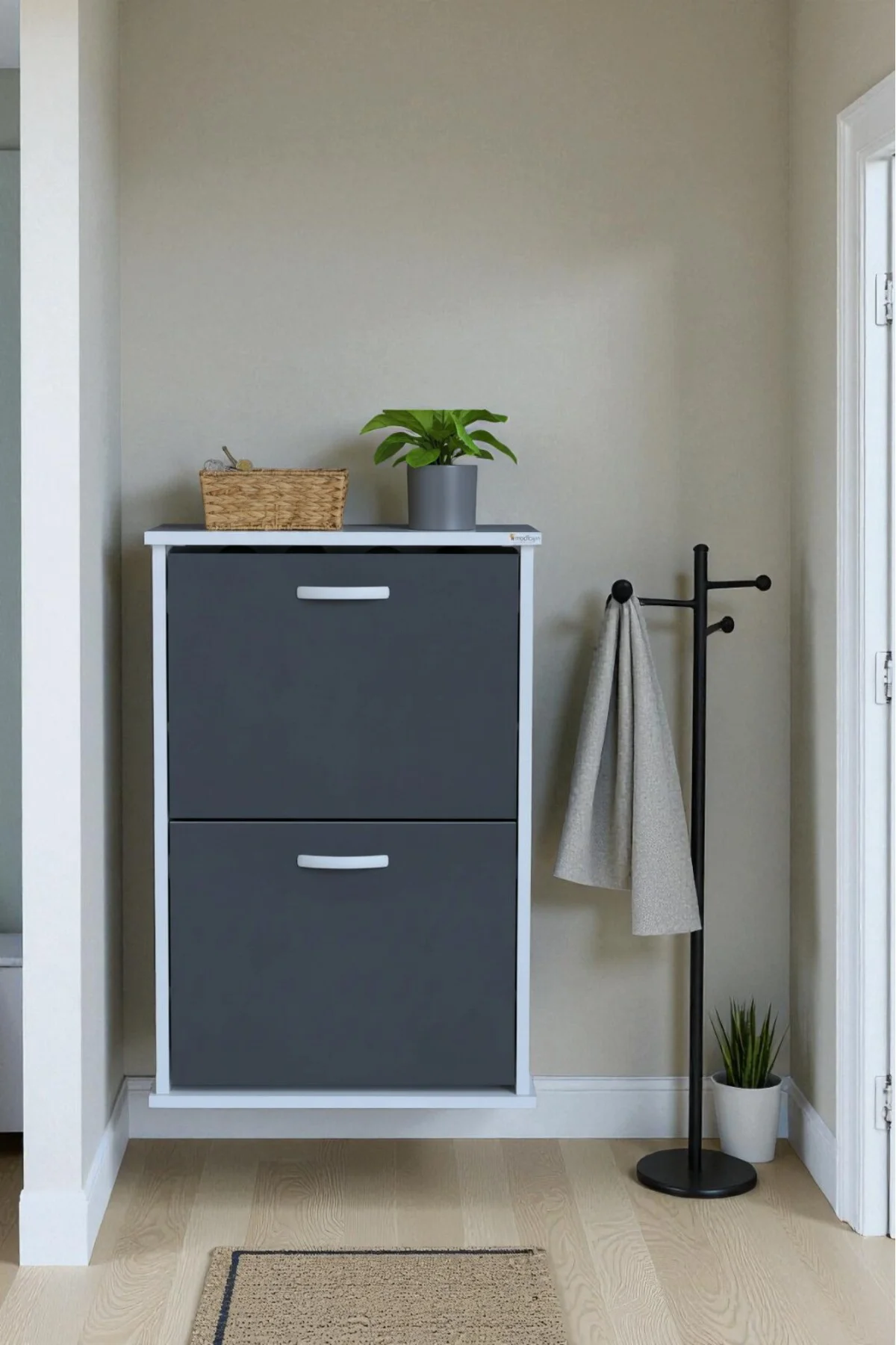 Holen Antrasit Renk Ayakkabılık 2 Düşer Kapak 52 cm Genişlik Kapı