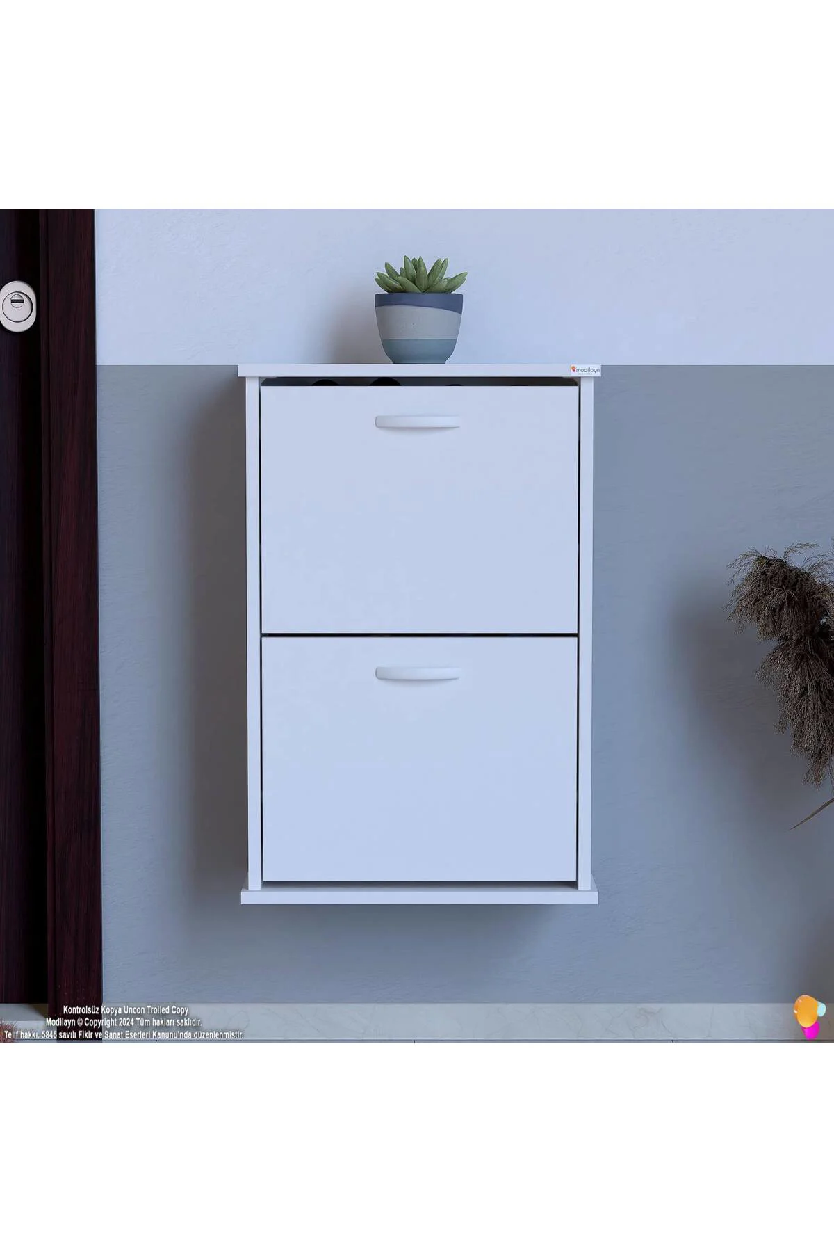Holen Beyaz Renk Ayakkabılık 2 Düşer Kapak 52 cm Genişlik Kapı Ön Holen Beyaz Renk Ayakkabılık 2 Düşer Kapak 52 cm Genişlik Kapı Ön