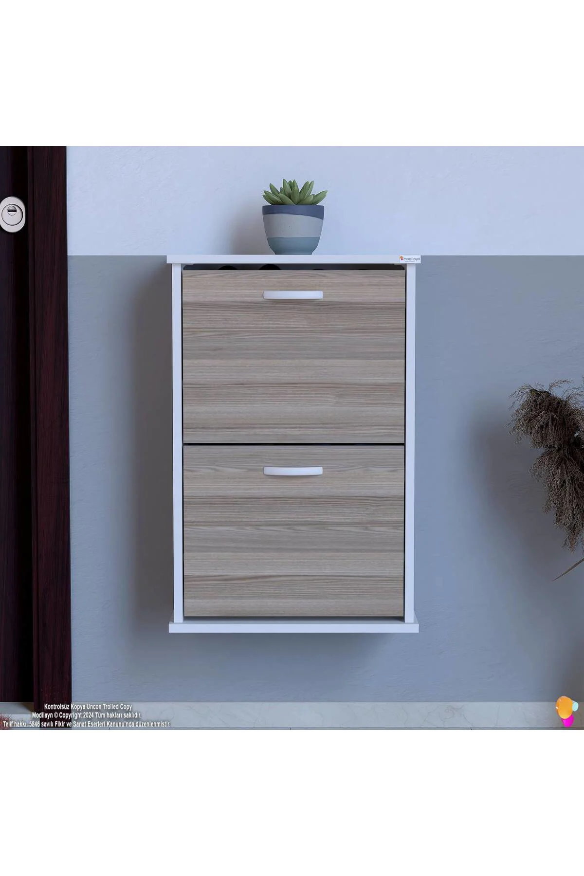 Holen Cordoba Renk Ayakkabılık 2 Düşer Kapak 52 cm Genişlik Kapı 