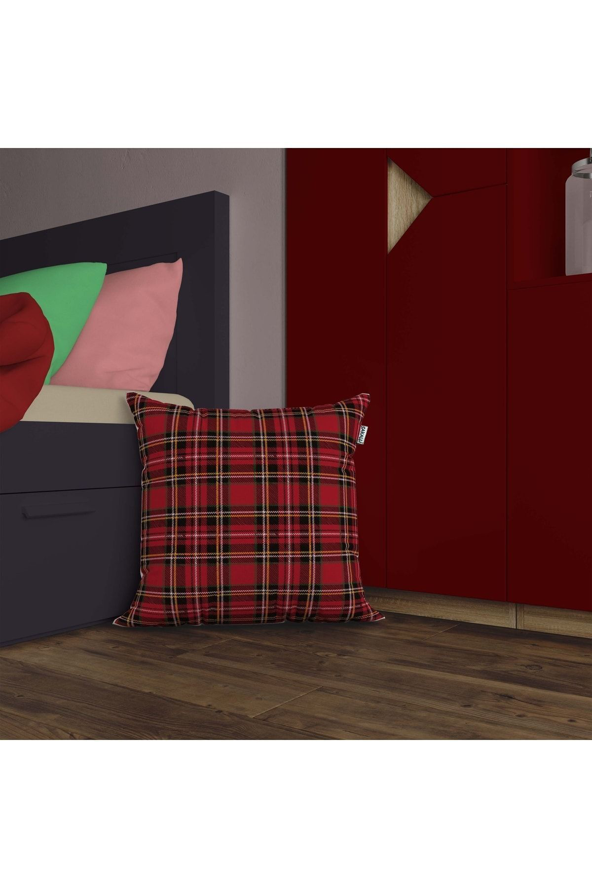 Home Ekose Desen 3d Digital Baskılı Dekoratif Kırlent Kılıfı