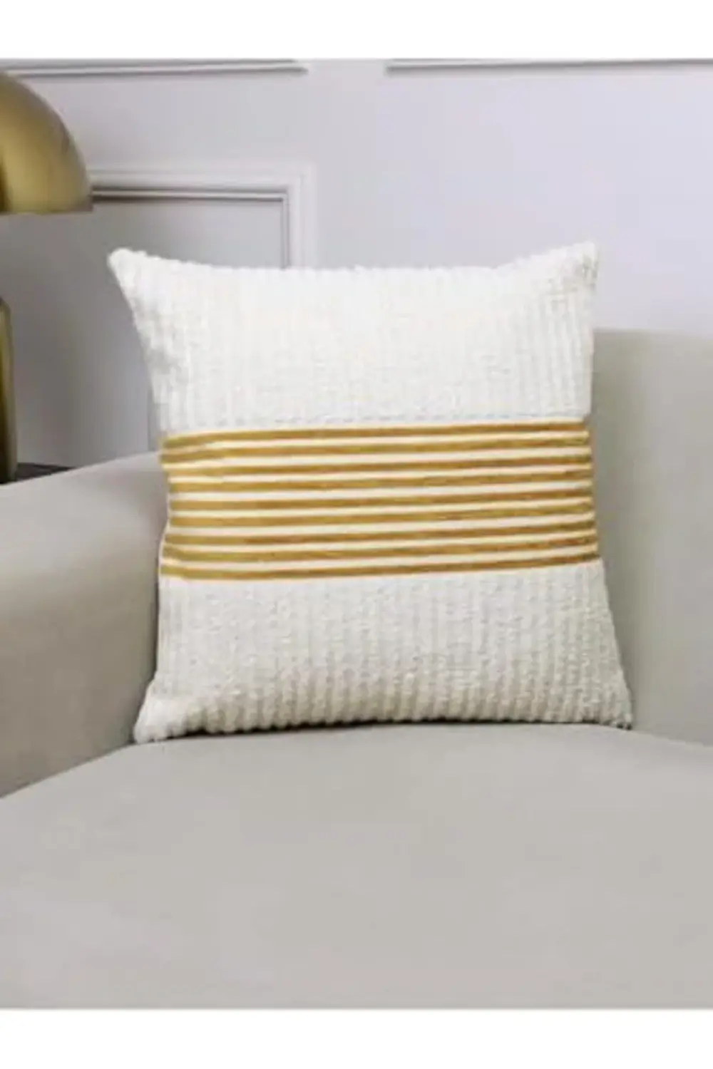 Home Ella Krem ve Hardal Çizgili 43x43 Kare Kırlent Kılıfı 43 x 4