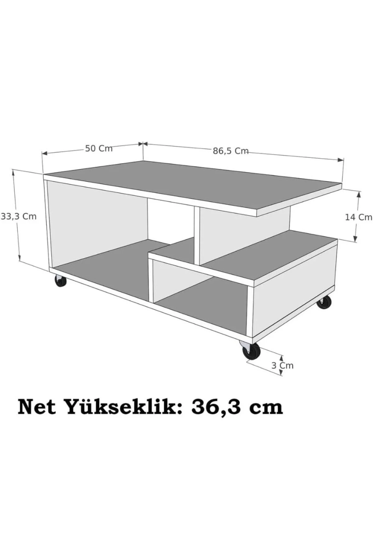 Home Enda Sultan Tekerli Orta Sehpa 86,5x50 cm Atlantik Çam