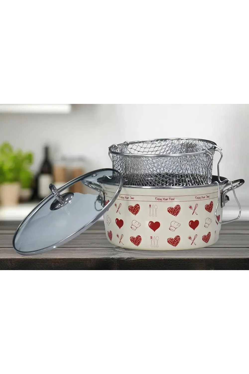 Home Enjoy Kırmızı Emaye Kızartma Tenceresi 22 cm