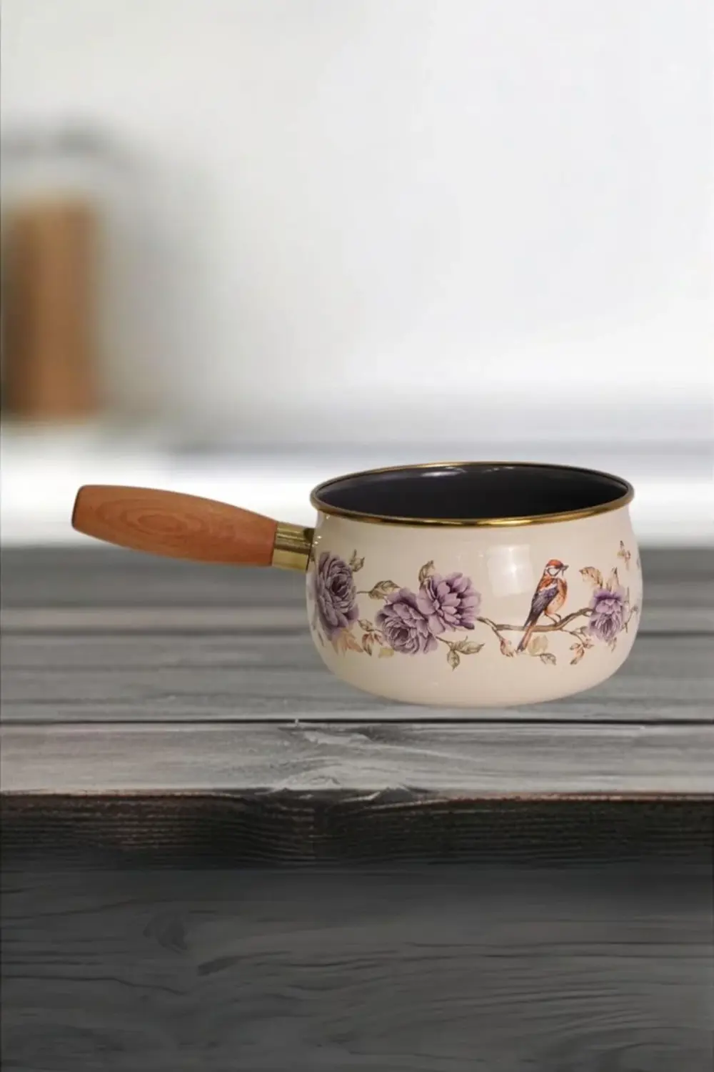 Home Fiorella Emaye Ahşap Saplı Haşlama ve Sos Tavası 14 cm 11757