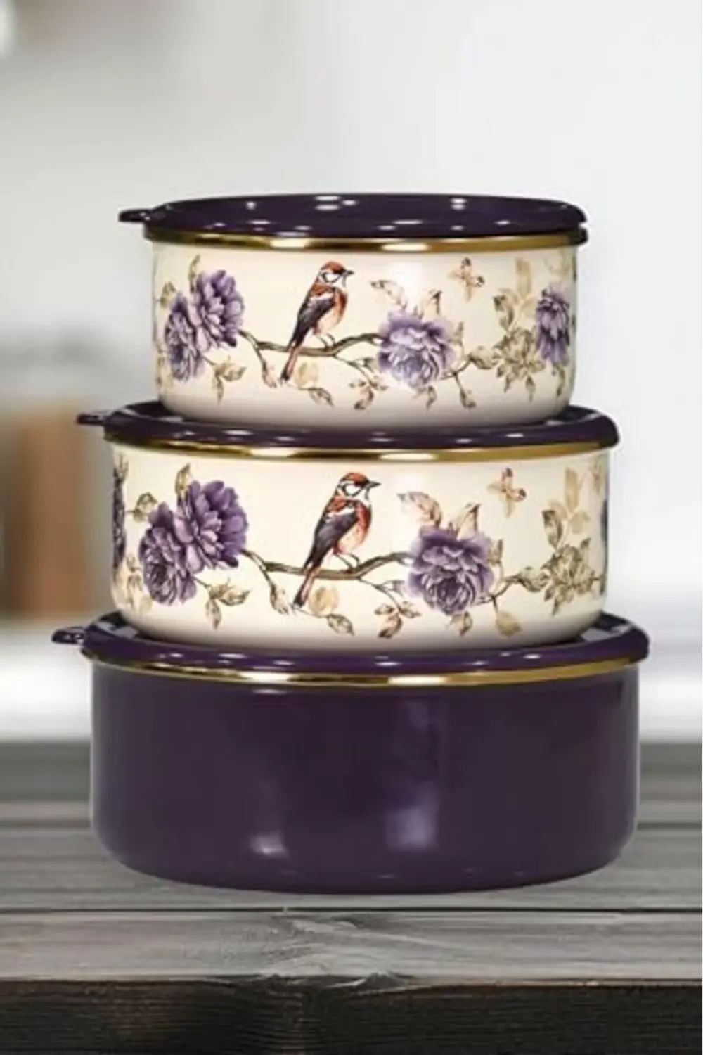 Home Fiorella Emaye Üçlü Saklama Seti mrtshoppng 542093