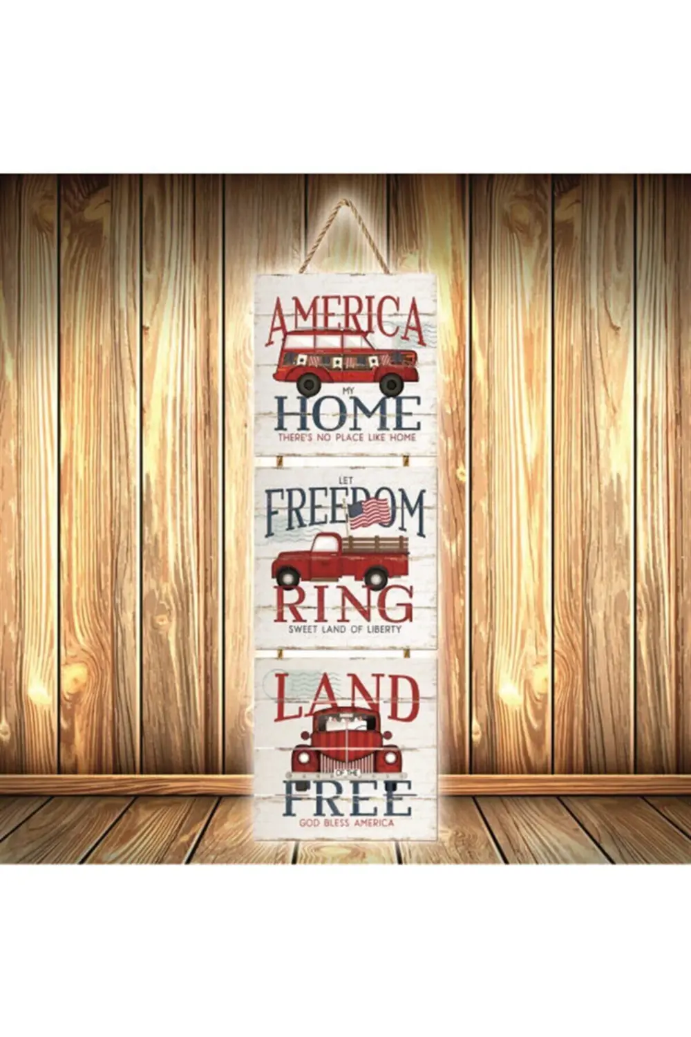 Home Freedom Tasarımlı Üçlü Retro Ahşap Poster Ü386