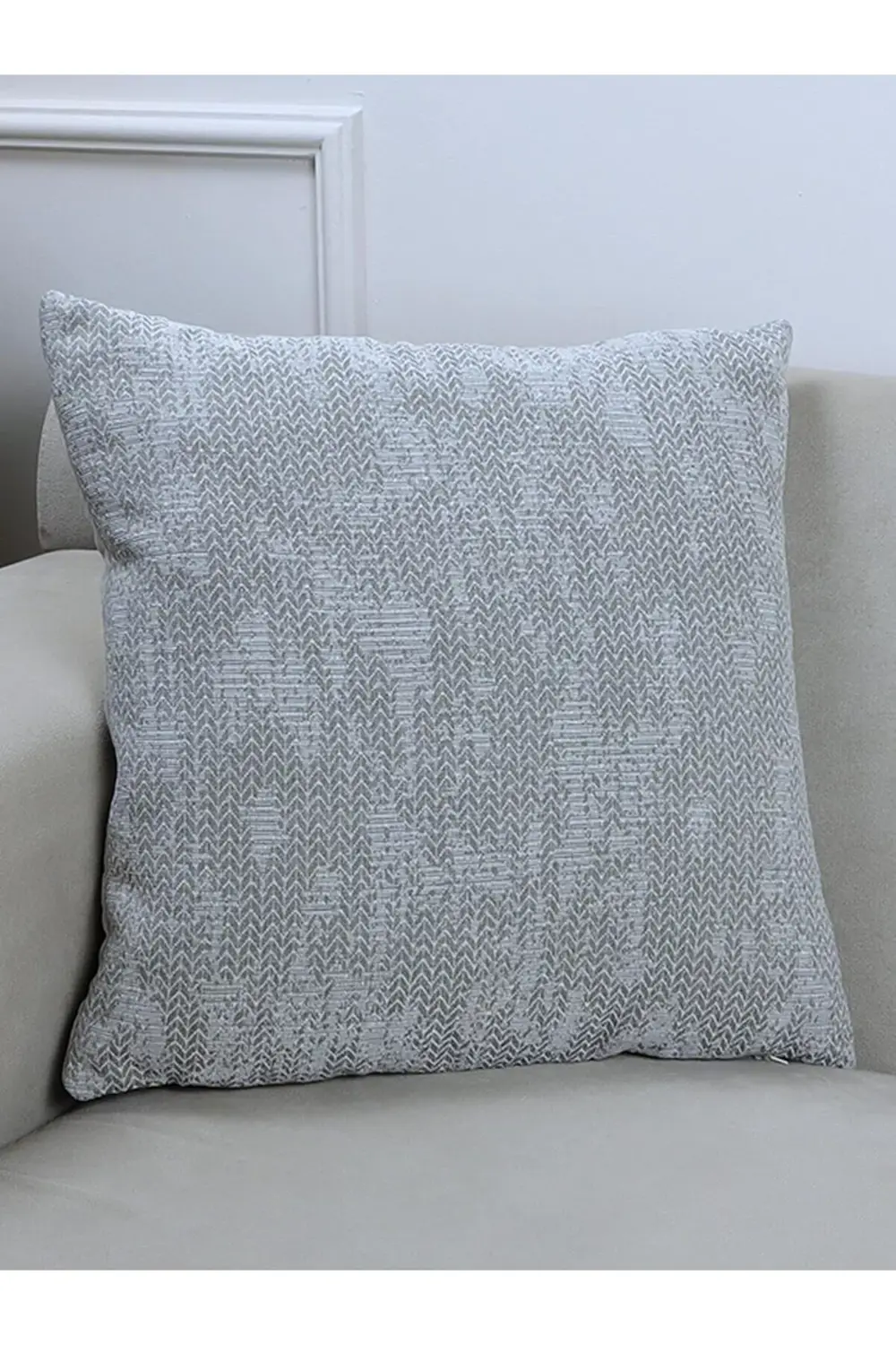 Home Herringbone Gri Renk Çizgi Desenli 45x45 Kırlent Kılıfı