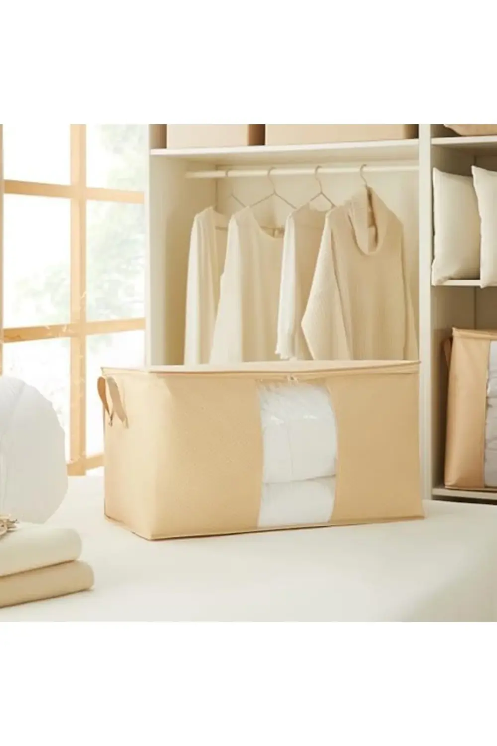 Home Textile Mega Boy Pvc Pencereli Bej Balıksırtı Hurç 75 x 40 x