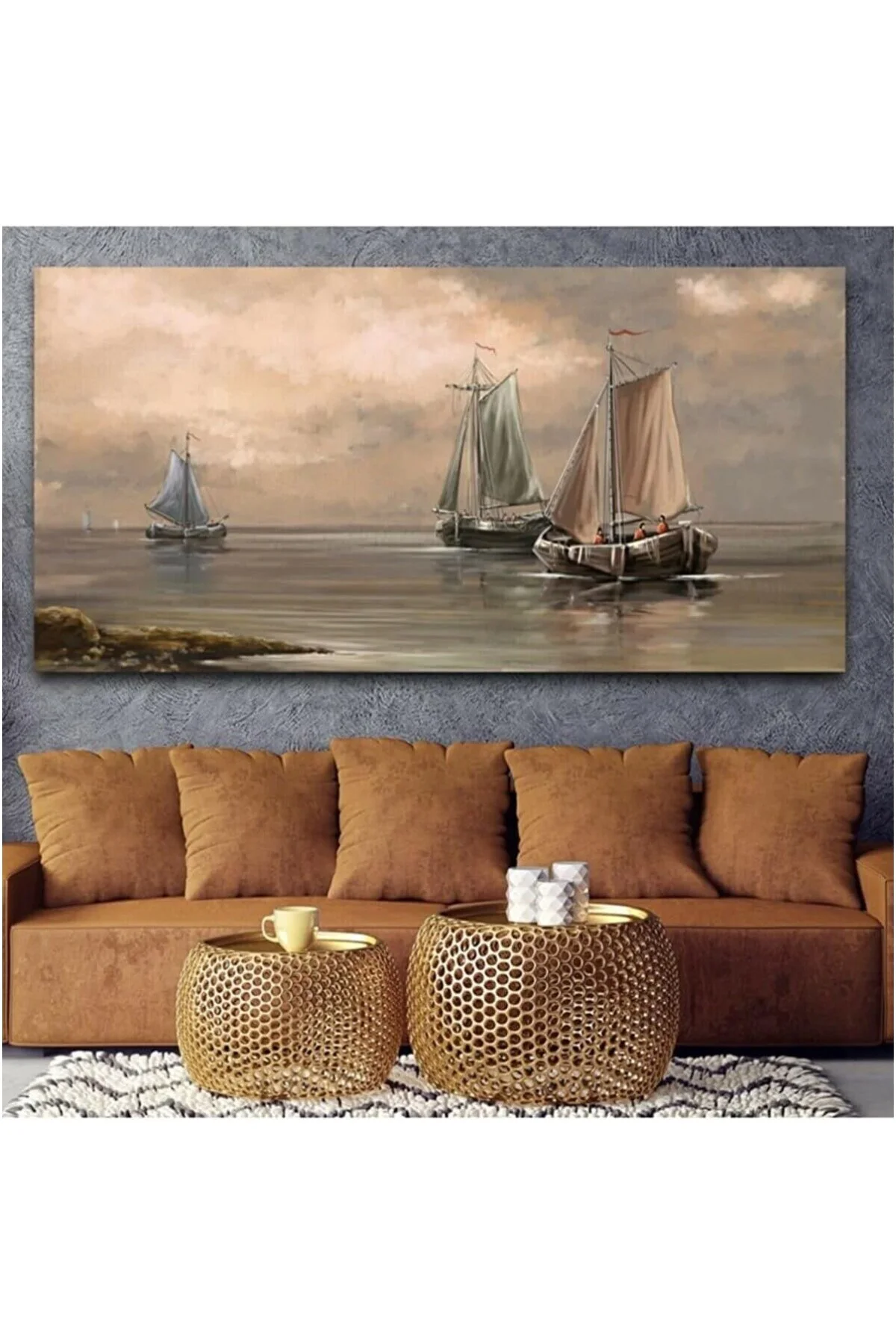 HOMEARTHS Yağlı Boya Görünümlü Manzara Kanvas Tablo 60 x 120 cm