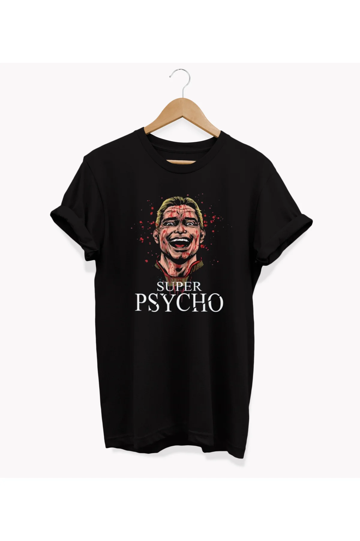 , Homelander Baskılı, %100 Pamuk, Bisiklet Yaka, Basic T-shirt, Normal Beden Tişört