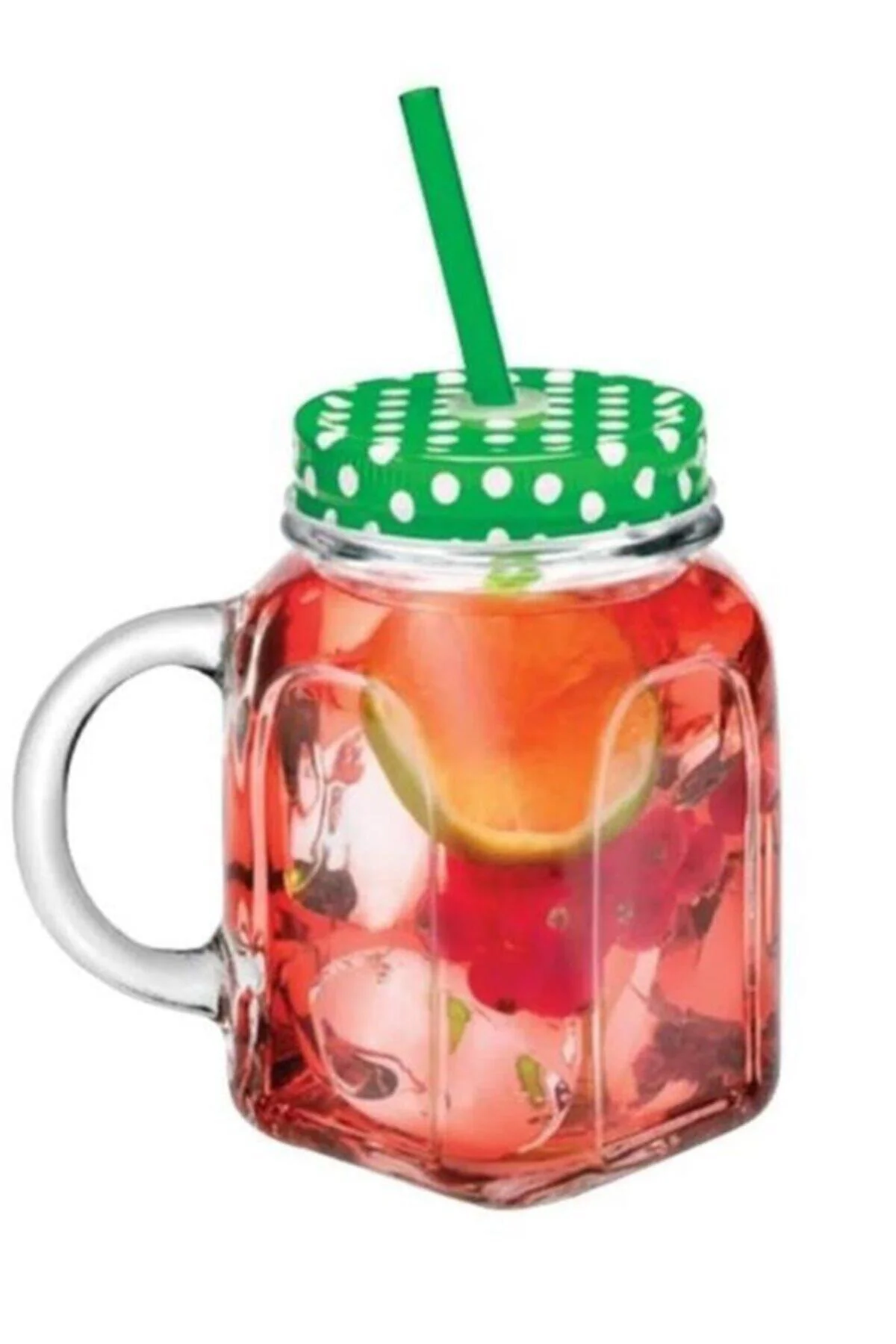 Homemade Pipetli Limonata Bardağı Yeşil 450cc 12 Adet Fma03281