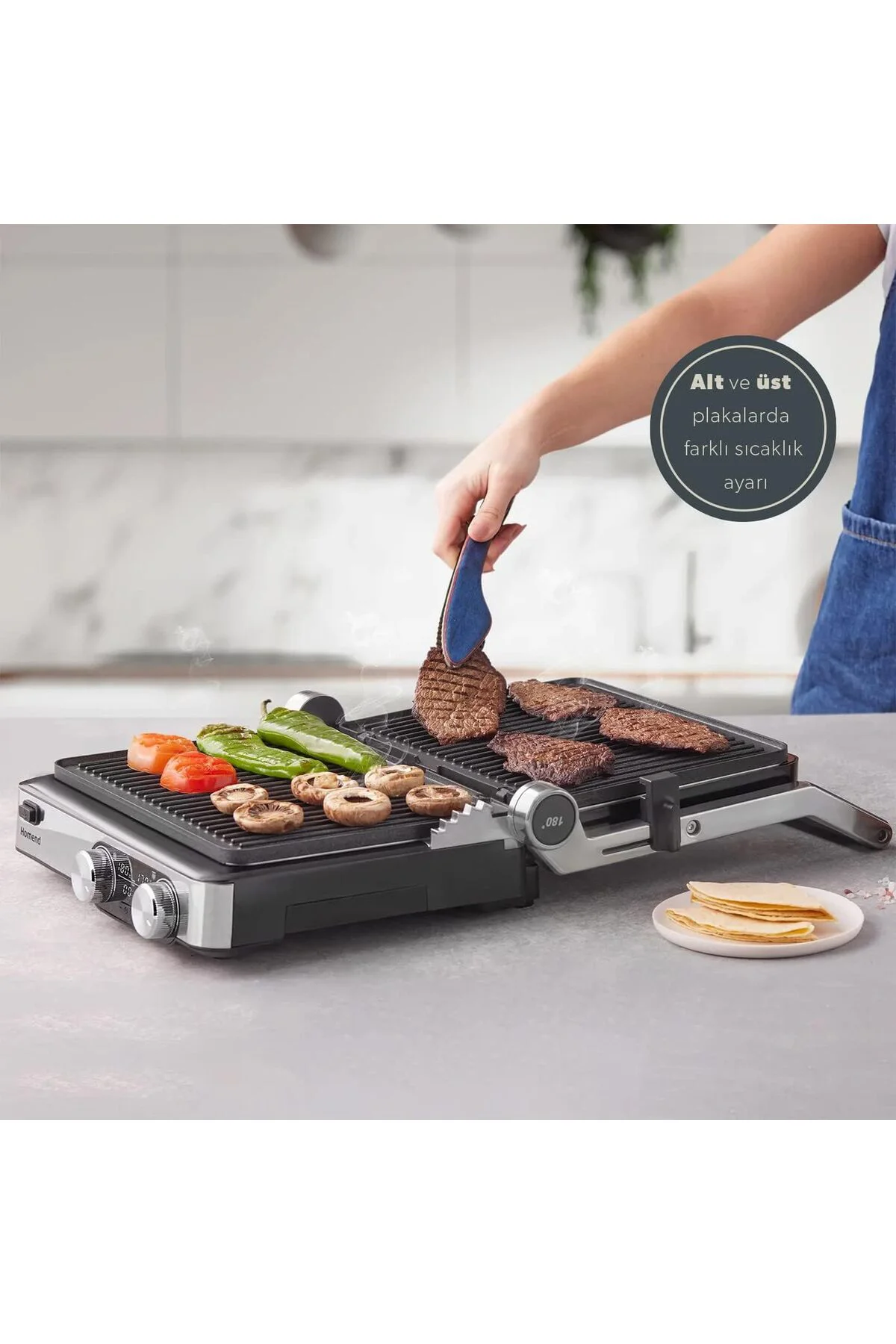 HOMEND GRILLIANT 1340H INOX TOST MAKİNESİ