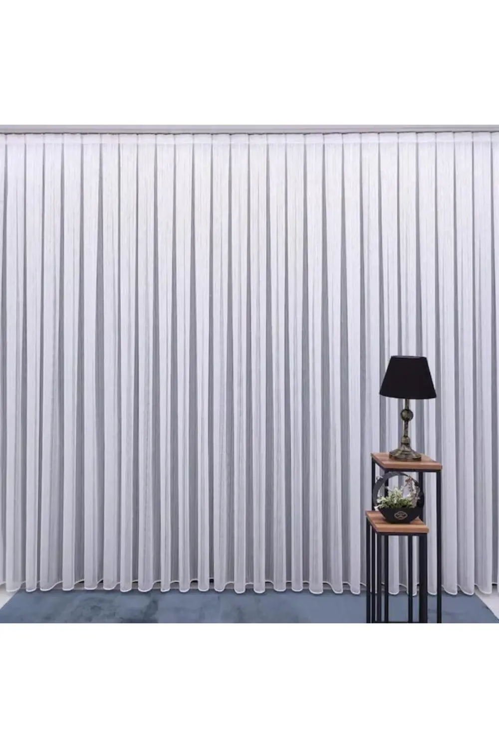 Hometex Lüks Sedef Çelik Kort Parlak İpli Çizgili Modern Yüksek K