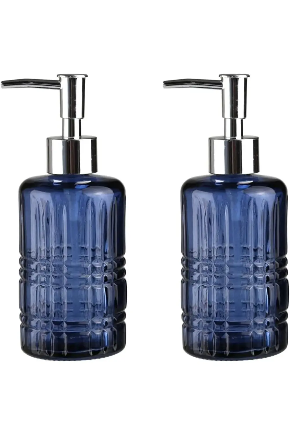 Homi SETİ CAM SIVI SABUNLUK 2 ADET,KRİSTAL DESENLİ MAVİ 300ML 6,8