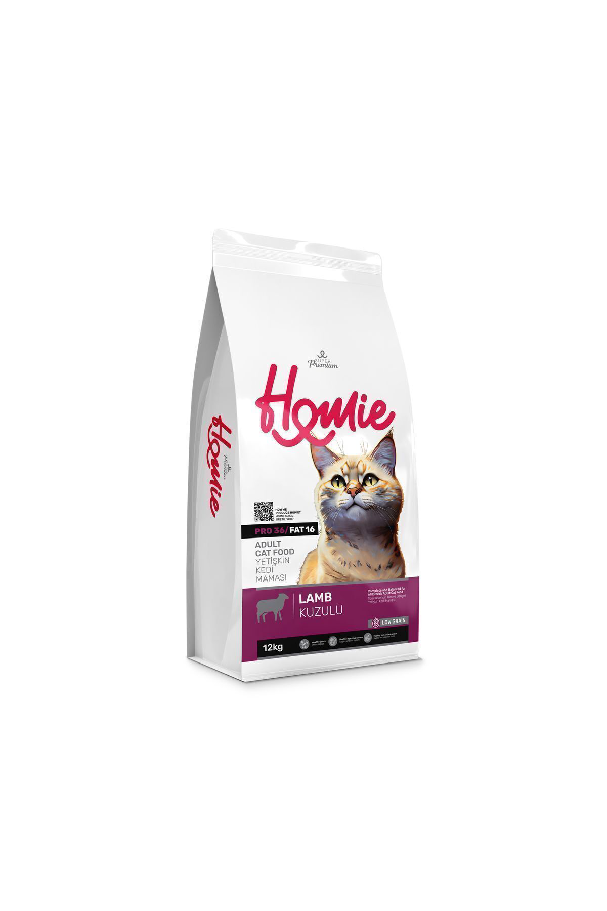 Homie  Düşük Tahilli Kuzulu Yetişkin Kedi Mamasi 12 Kg
