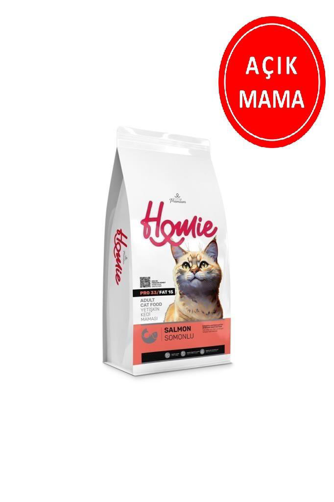 Homie Düşük Tahıllı Somonlu Yetişkin Kedi Maması 1 Kg AÇIK