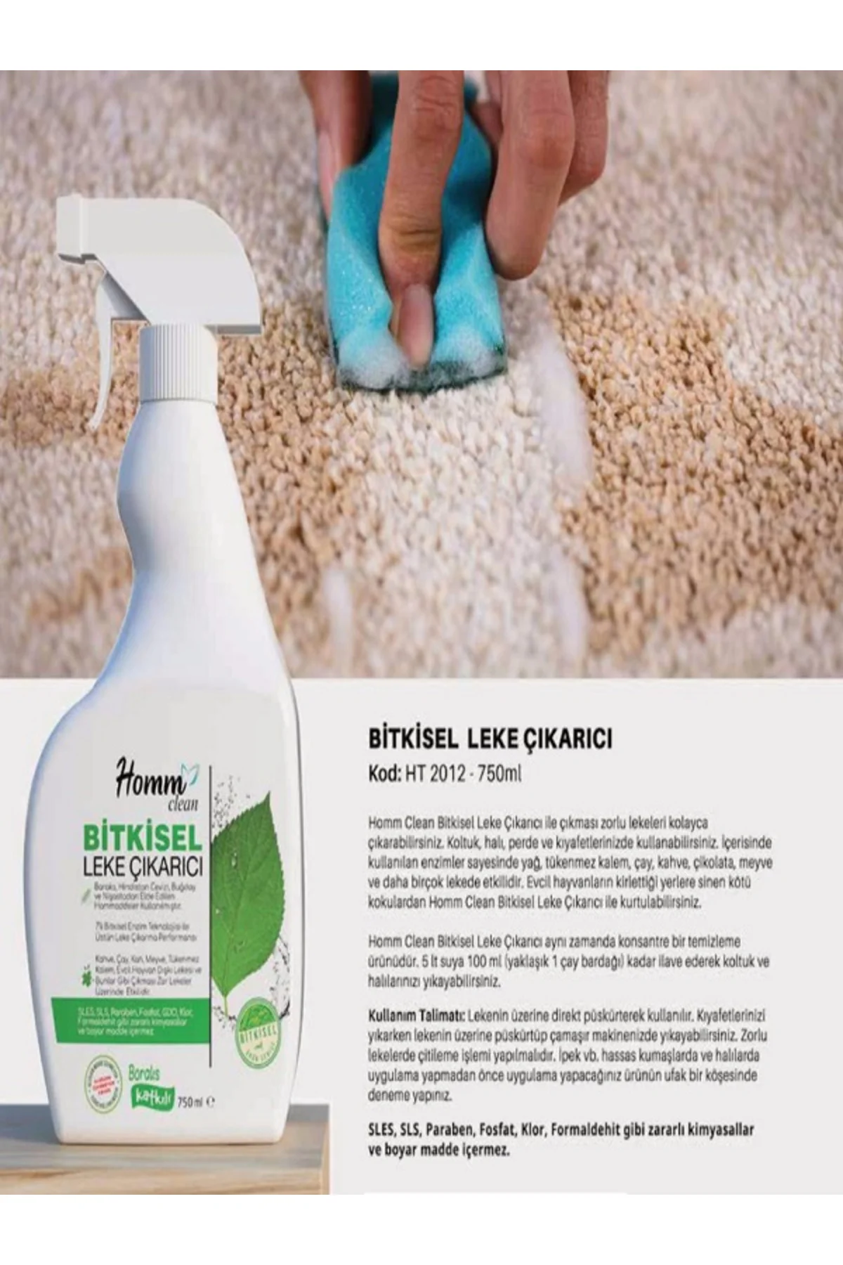 Homm Clean Bitkisel Leke Çıkarıcı 750 Ml Beyaz
