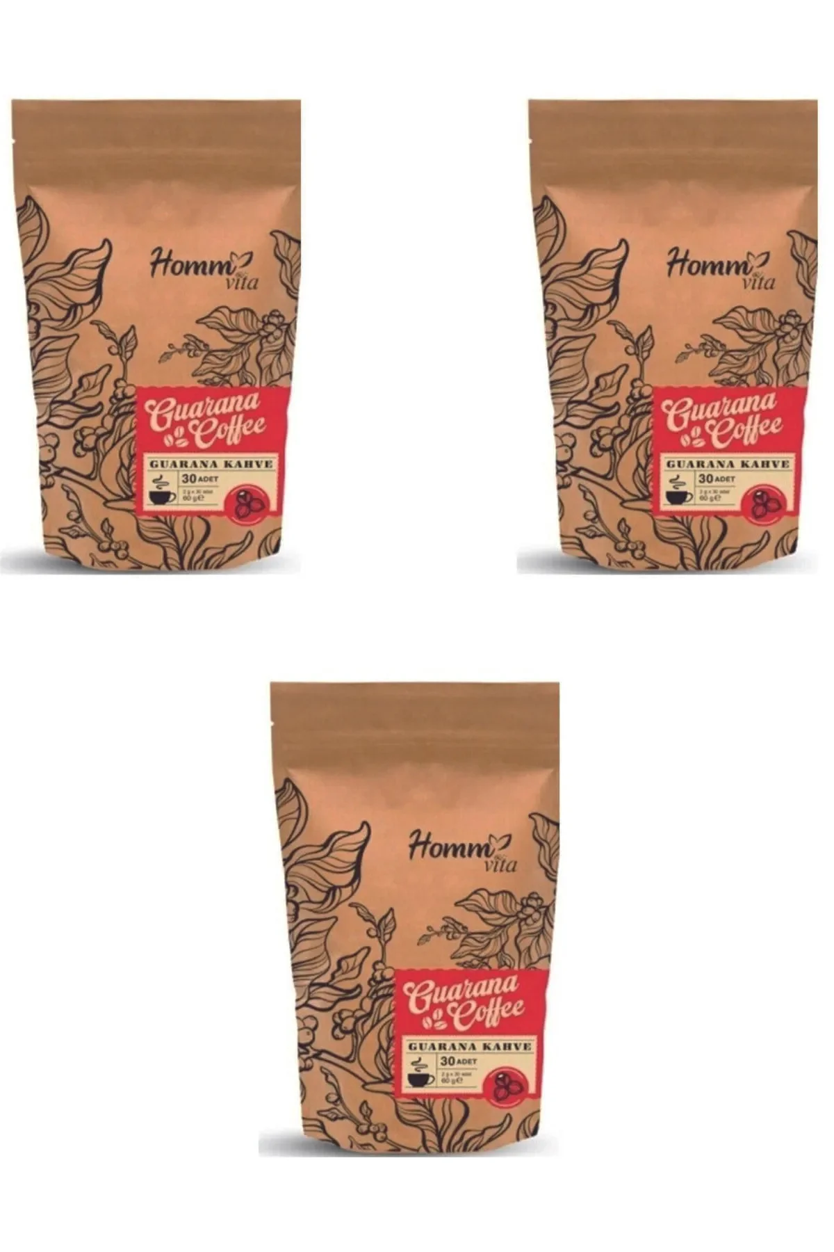 HOMM VİTA Guarana Kahve 30 Adet 3lü Paket Detox Form Diyet Kahves