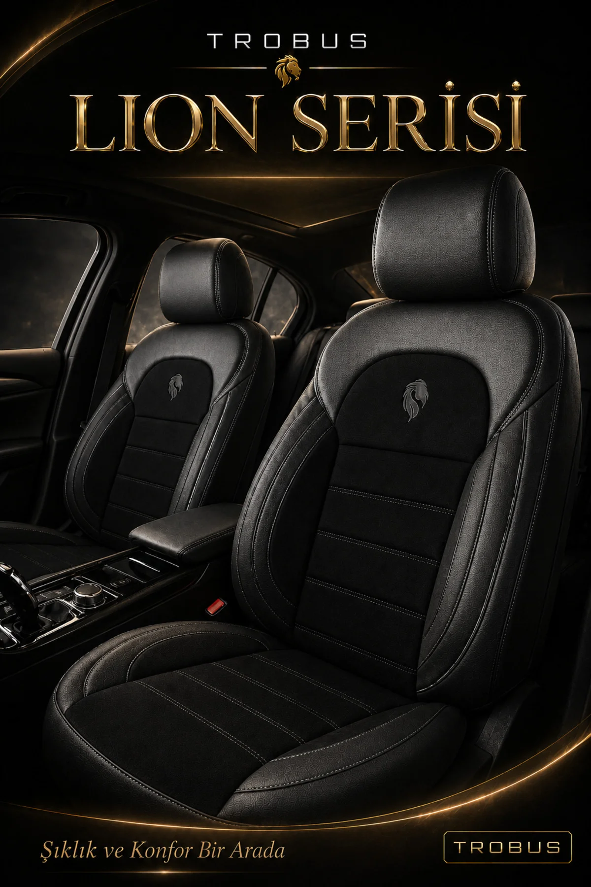 Honda Accord 2003+ Uyumlu Lion Serisi Tay Tüyü Siyah Beyaz Premium Koltuk Kılıfı