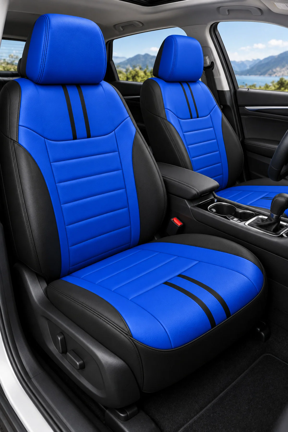 Honda Accord 2003 ve Sonrası Uyumlu Colorline Elegance Deri Mavi Siyah Koltuk Kılıfı Honda Accord 2003 ve Sonrası Uyumlu Colorline Elegance Deri Mavi Siyah Koltuk Kılıfı