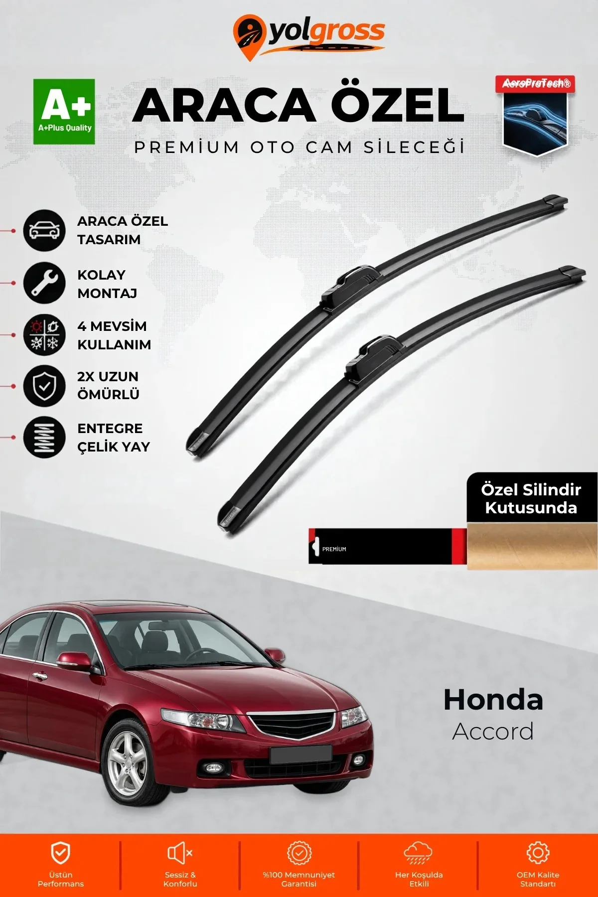 Honda Accord Ön Cam Silecek Seti 2002-2007 Premium Araca Özel 65-40 Cm A+ Kalite