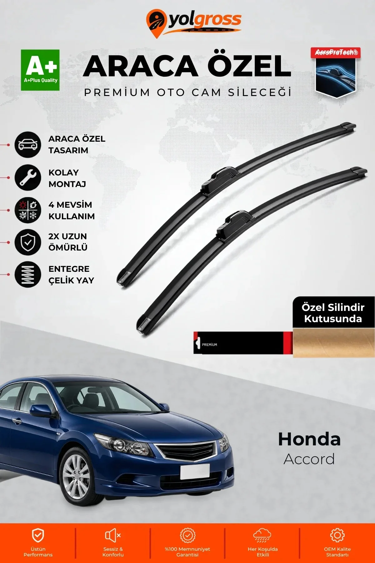 Honda Accord Ön Cam Silecek Seti 2007-2015 Premium Araca Özel 60-55 Cm A+ Kalite