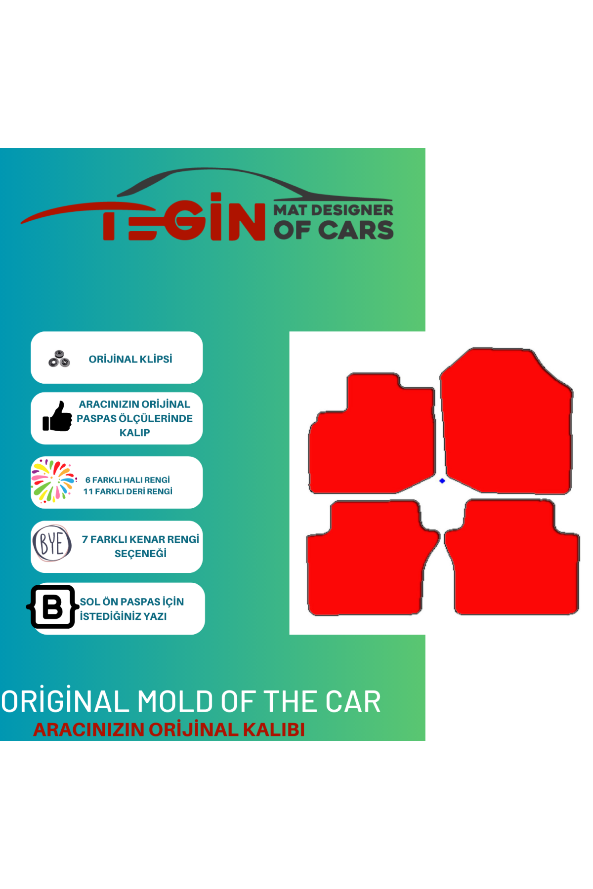 Honda City 2008-2013 Prime Siyah Kırmızı Deri Siyah Kenar Paspas