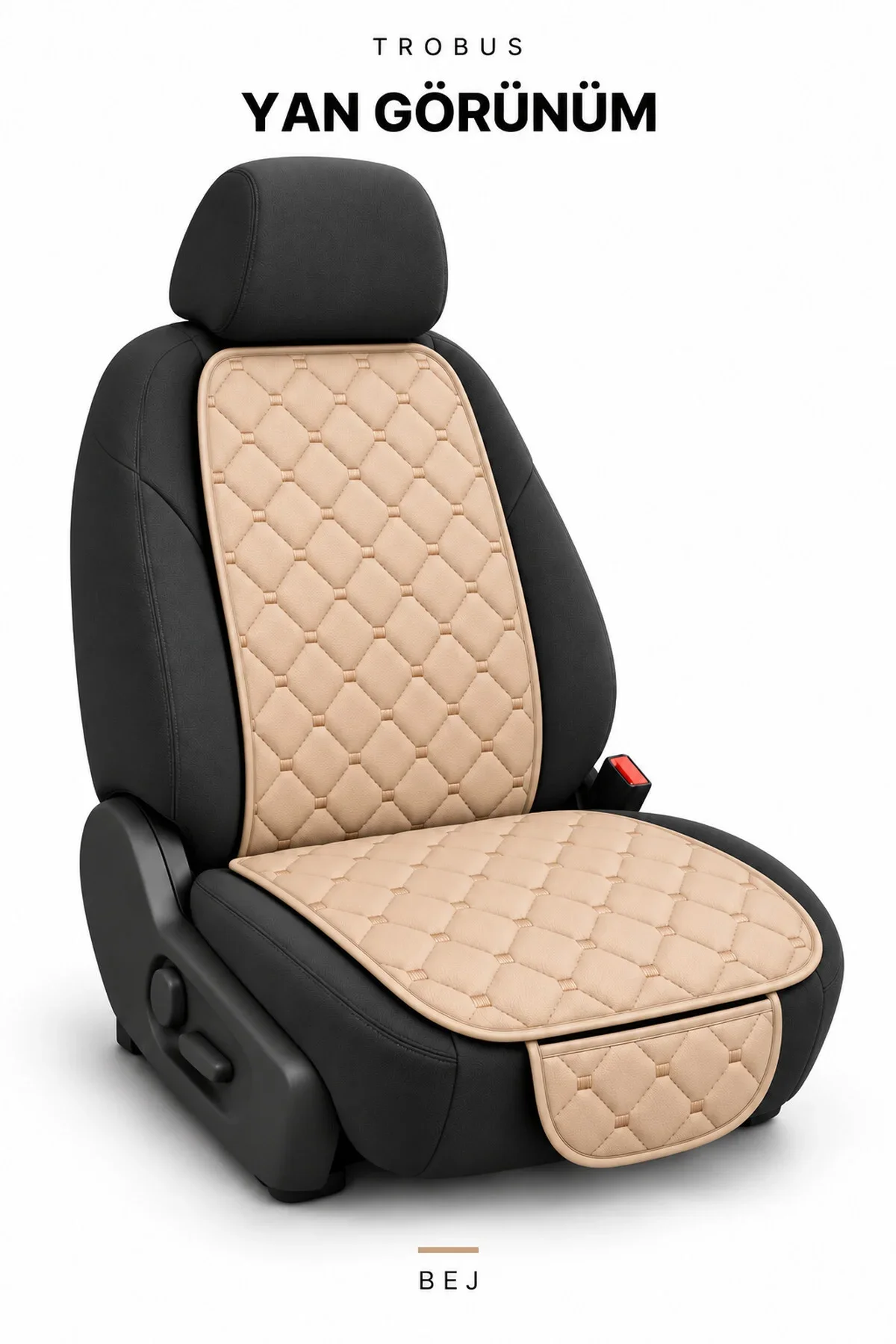 Honda City 2014+ Kapitone Ön İkili Suni Deri Koltuk Minderi 4 Parça Bej - Görsel 7