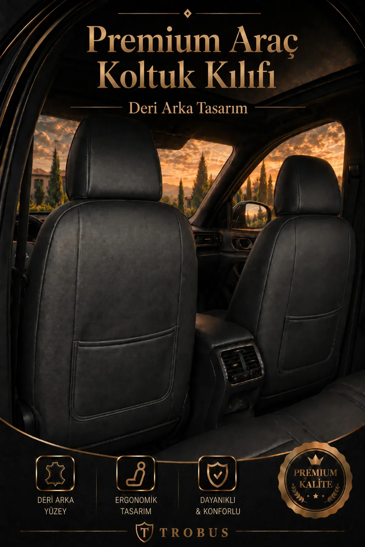Honda Civic 1996 ve Sonrası Uyumlu Lion Serisi Premium Tay Tüyü Oto Koltuk Kılıfı Siyah Beyaz - Görsel 6