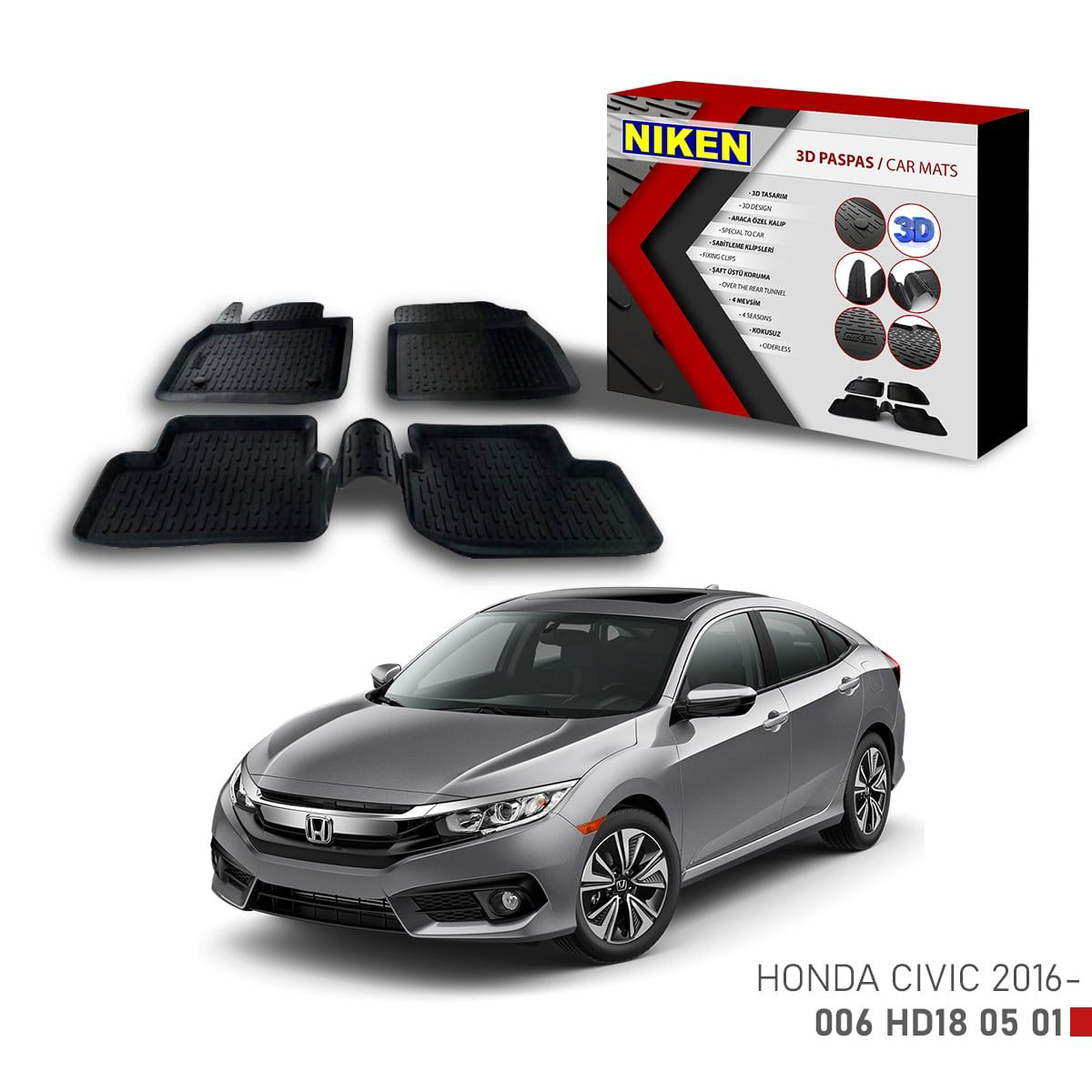 Honda Civic -2016 için Uyumlu 3D Paspas Fiyatı, Yorumları ve Özellikleri