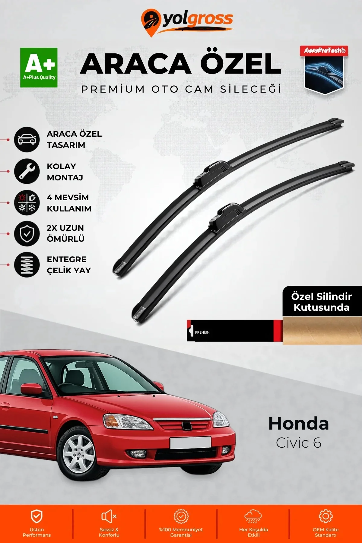Honda Civic 6 Ön Cam Silecek Seti 1995-2001 Premium Araca Özel 50-45 Cm A+ Kalite