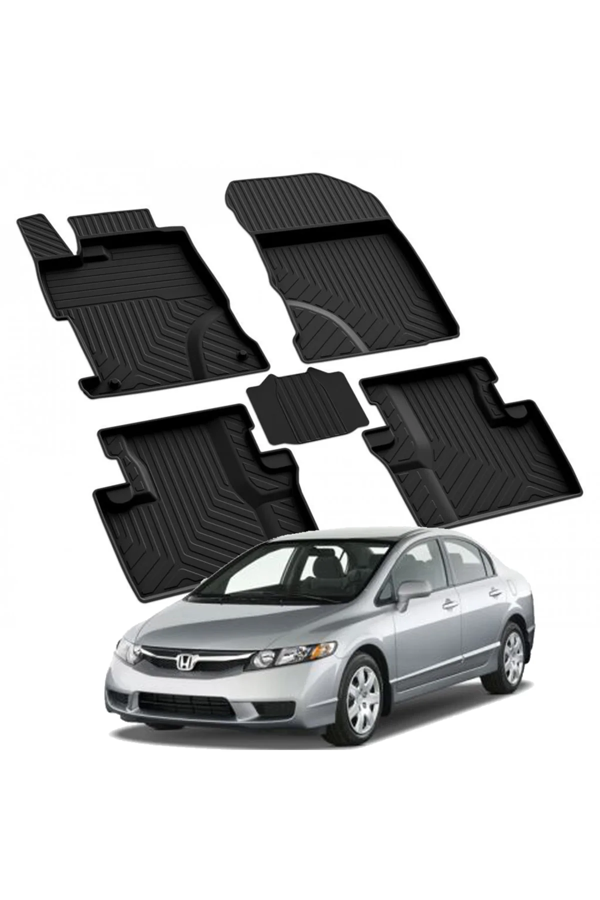 Honda CIVIC 8 SD (FD6) 2007-2012 Model Yılları İçin Uyumlu Yeo 4D Havuzlu Paspas Takımı