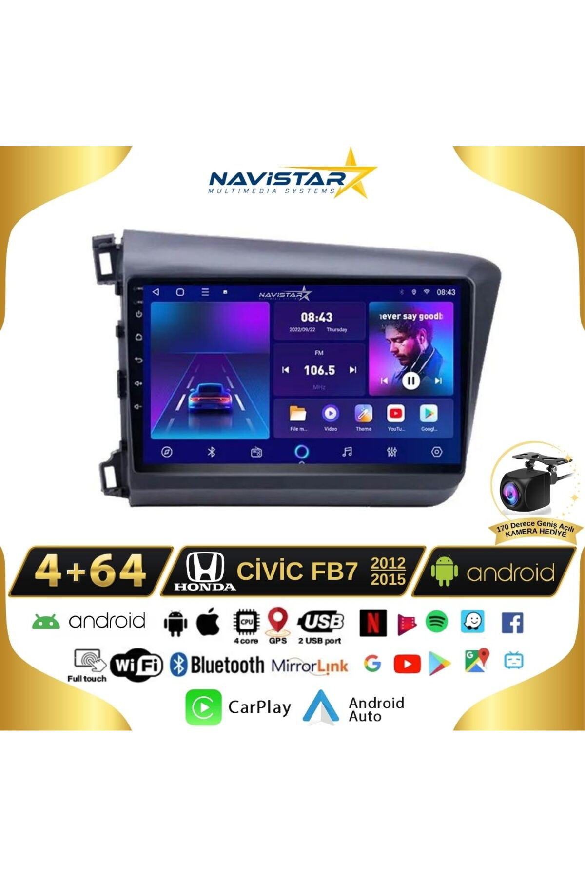 Honda Civic Fb7 4gb 64gb Android 13 Kablosuz Carplay 2012-2015 Navigasyon Multimedya Sistemi Honda Civic Fb7 4gb 64gb Android 13 Kablosuz Carplay 2012-2015 Navigasyon Multimedya Sistemi