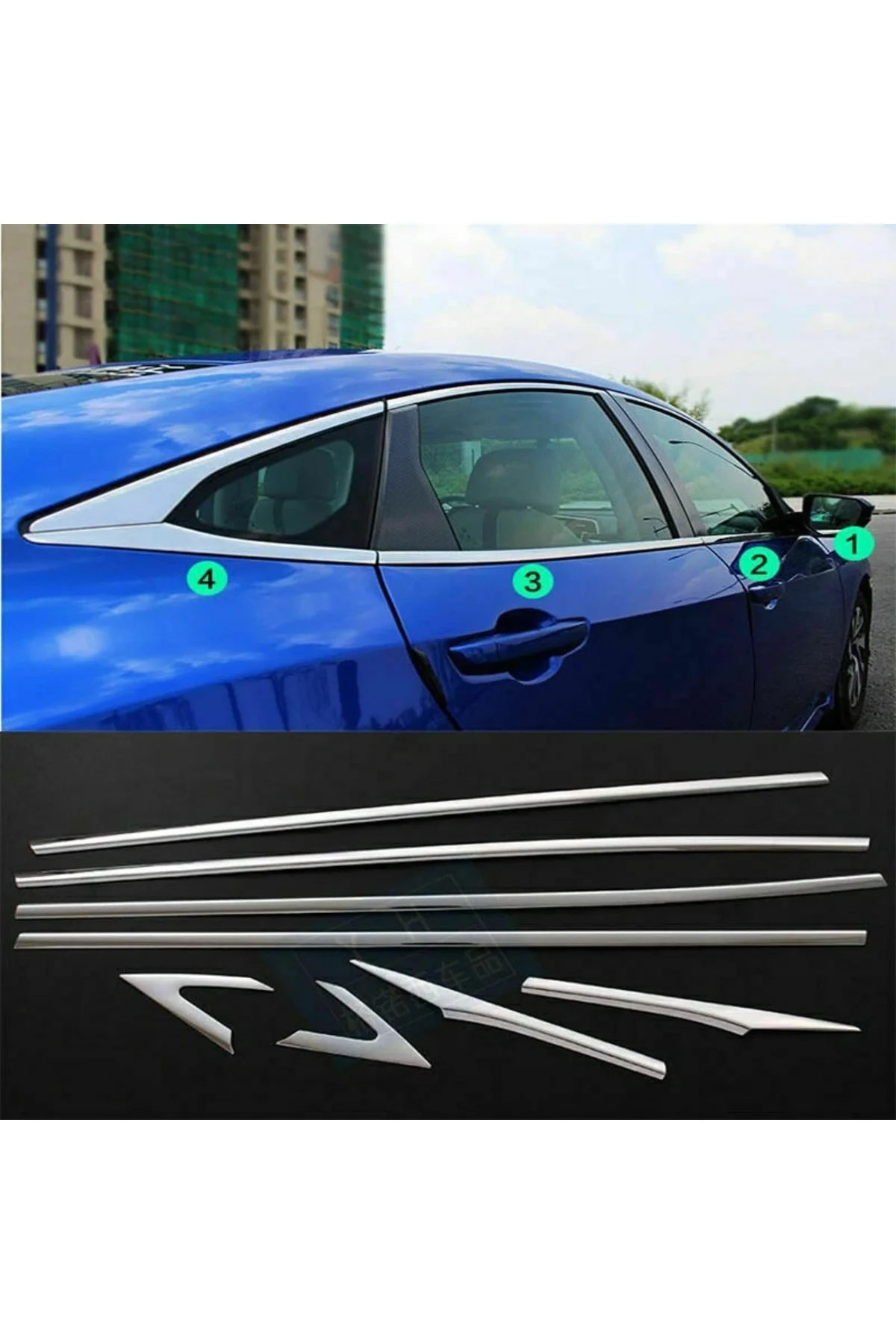 Honda Civic Fc5 2016-2021 Uyumlu Paslanmaz Krom Alt Cam Çıtası 8 Parça Honda Civic Fc5 2016-2021 Uyumlu Paslanmaz Krom Alt Cam Çıtası 8 Parça