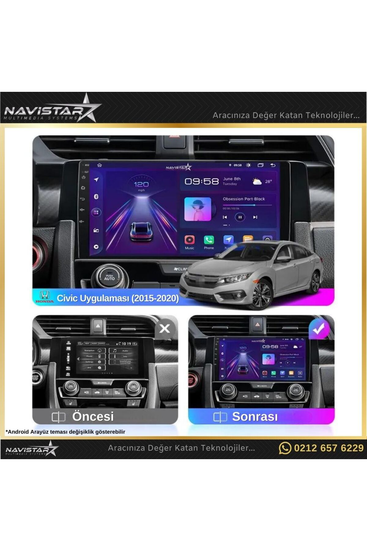 Honda Civic Kablosuz Carplay 4gb 64gb Android 13 2015-2020 Navigasyon Multimedya Sistemi Honda Civic Kablosuz Carplay 4gb 64gb Android 13 2015-2020 Navigasyon Multimedya Sistemi
