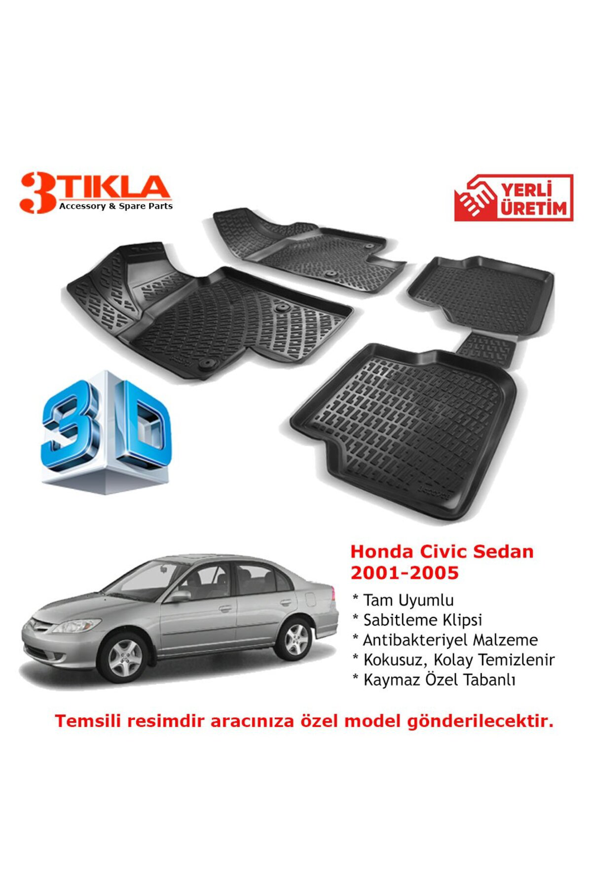 Honda Civic Sedan 2001-2005 Premium 3D Havuzlu Paspas Seti Fiyatı, Yorumları ve Özellikleri