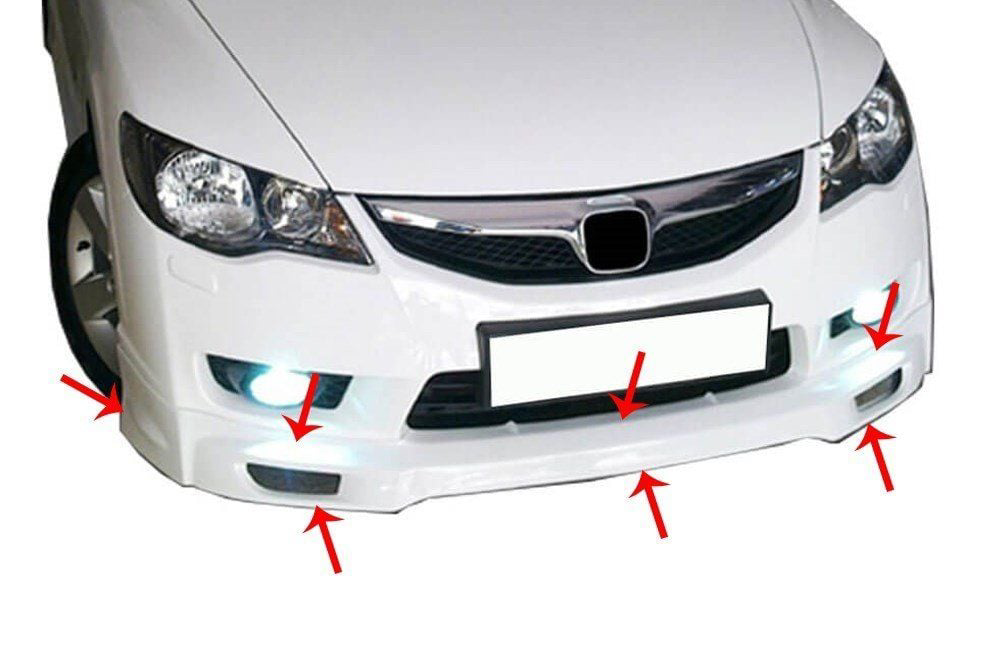Honda Civic Uyumlu 8 Ön Tampon Altı Telli (Mugen Md) Fiber 2008-2