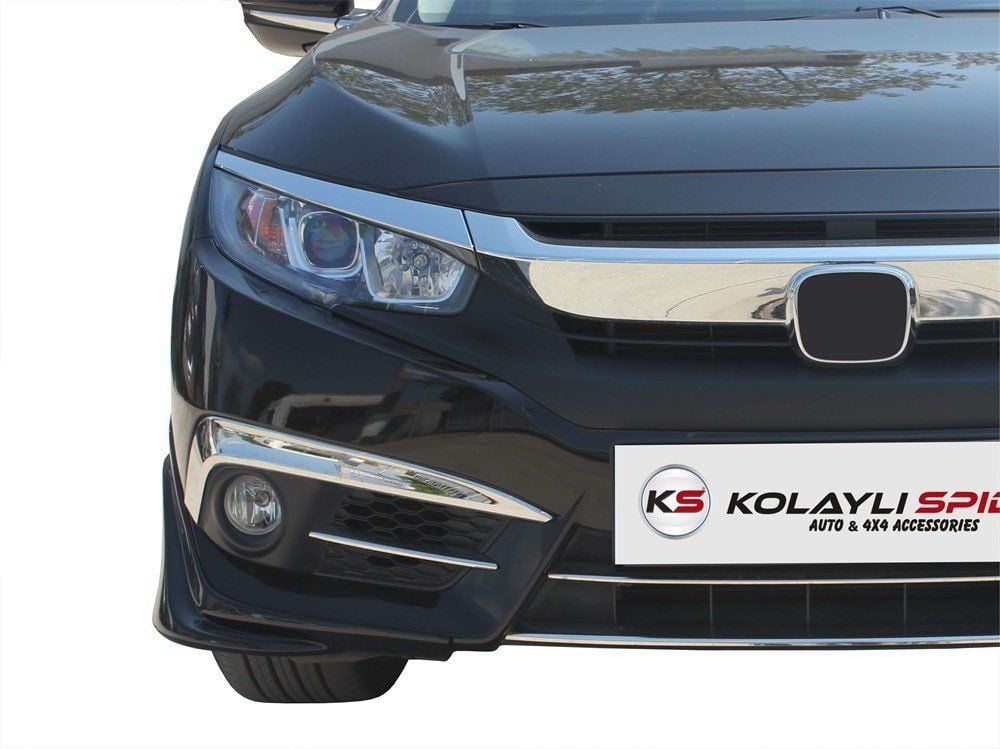 Honda Civic Uyumlu 10 Ön Tampon Altı 2 Parça Fiber 2016 Ve Sonras
