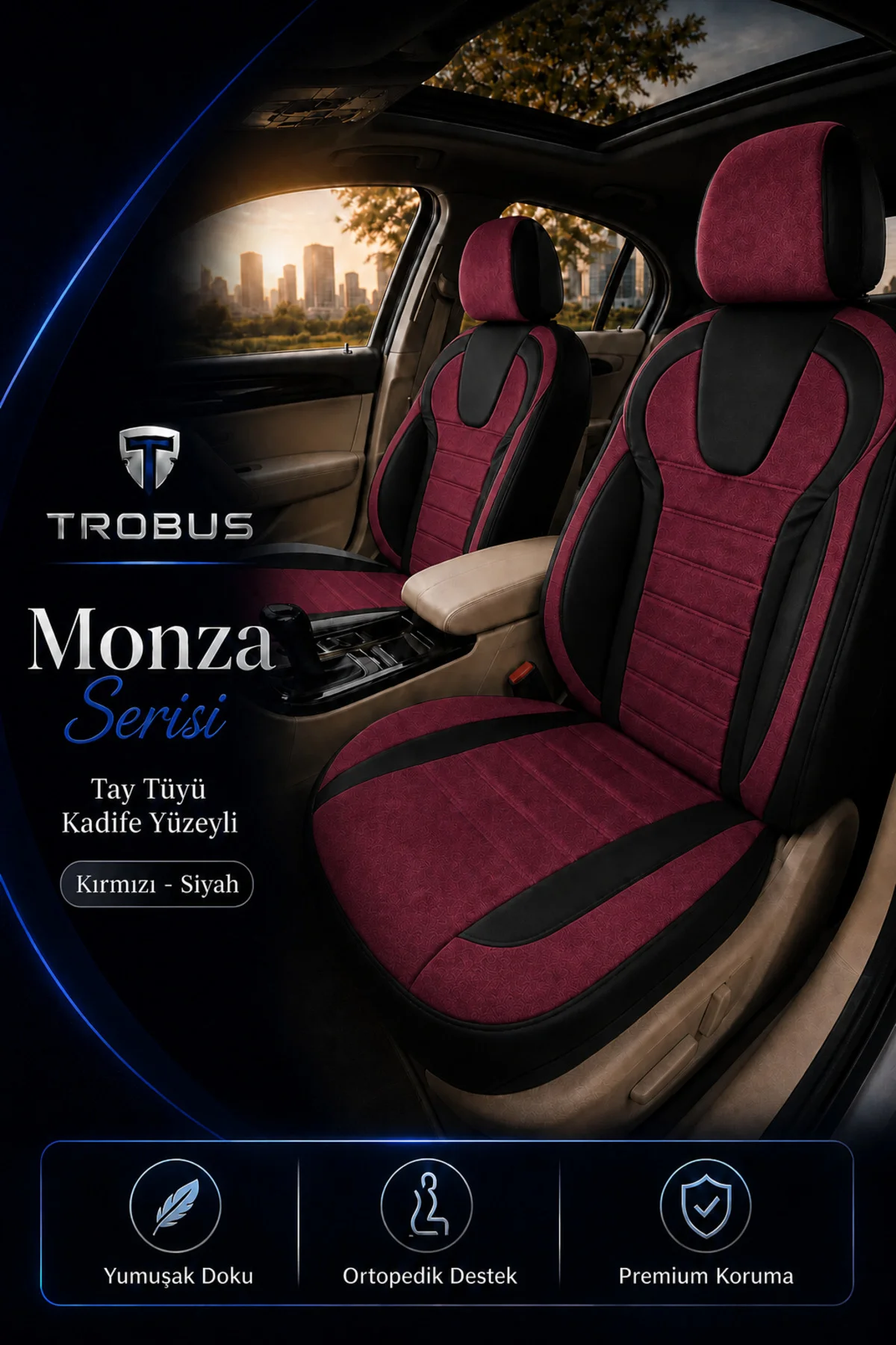 Honda Cr-V 1995-2001 Uyumlu Monza Serisi Tay Tüyü Oto Koltuk Kılıfı Bordo Siyah Honda Cr-V 1995-2001 Uyumlu Monza Serisi Tay Tüyü Oto Koltuk Kılıfı Bordo Siyah