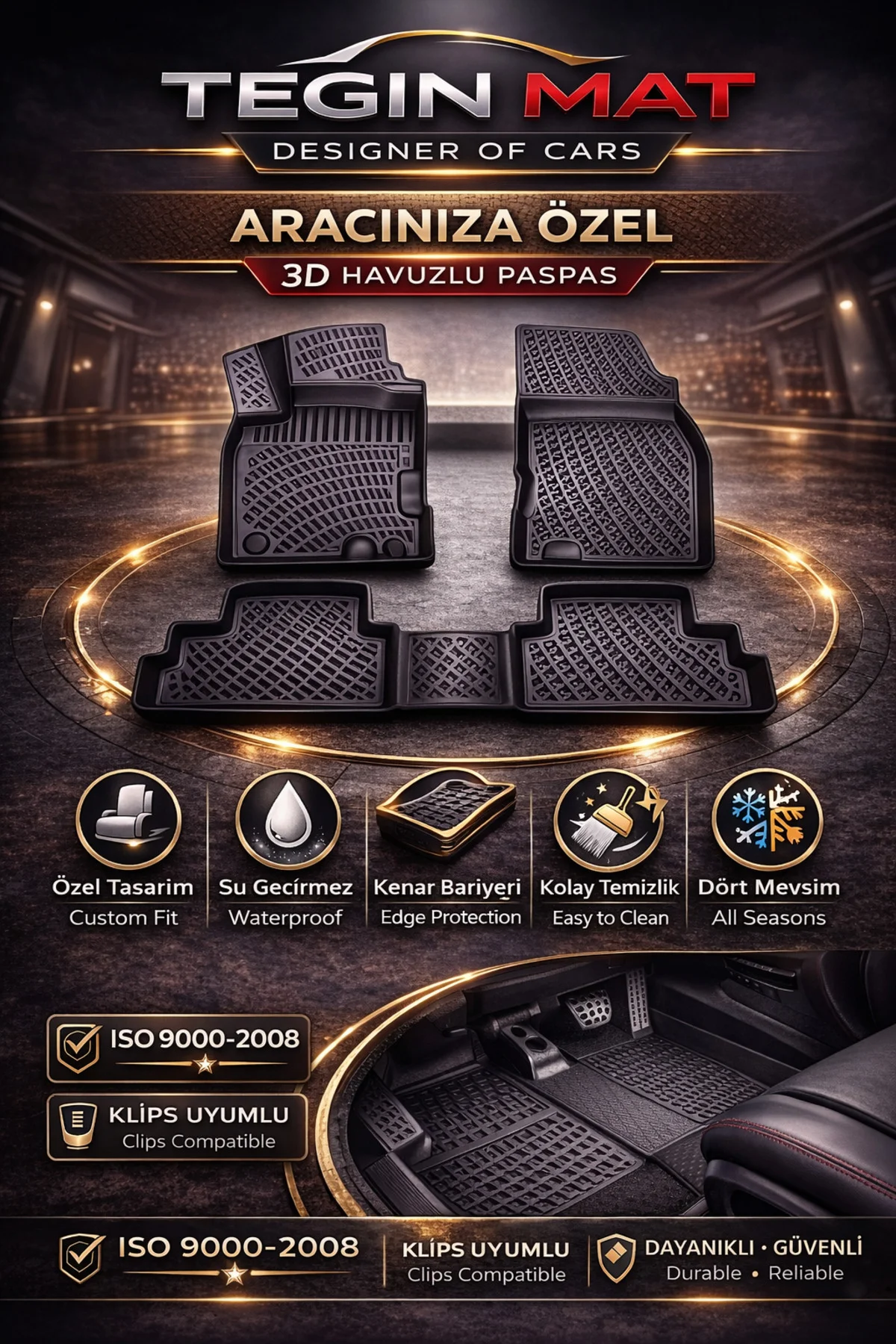 Honda Cr-V 1995-2001 AWD Siyah 3D Havuzlu Paspas