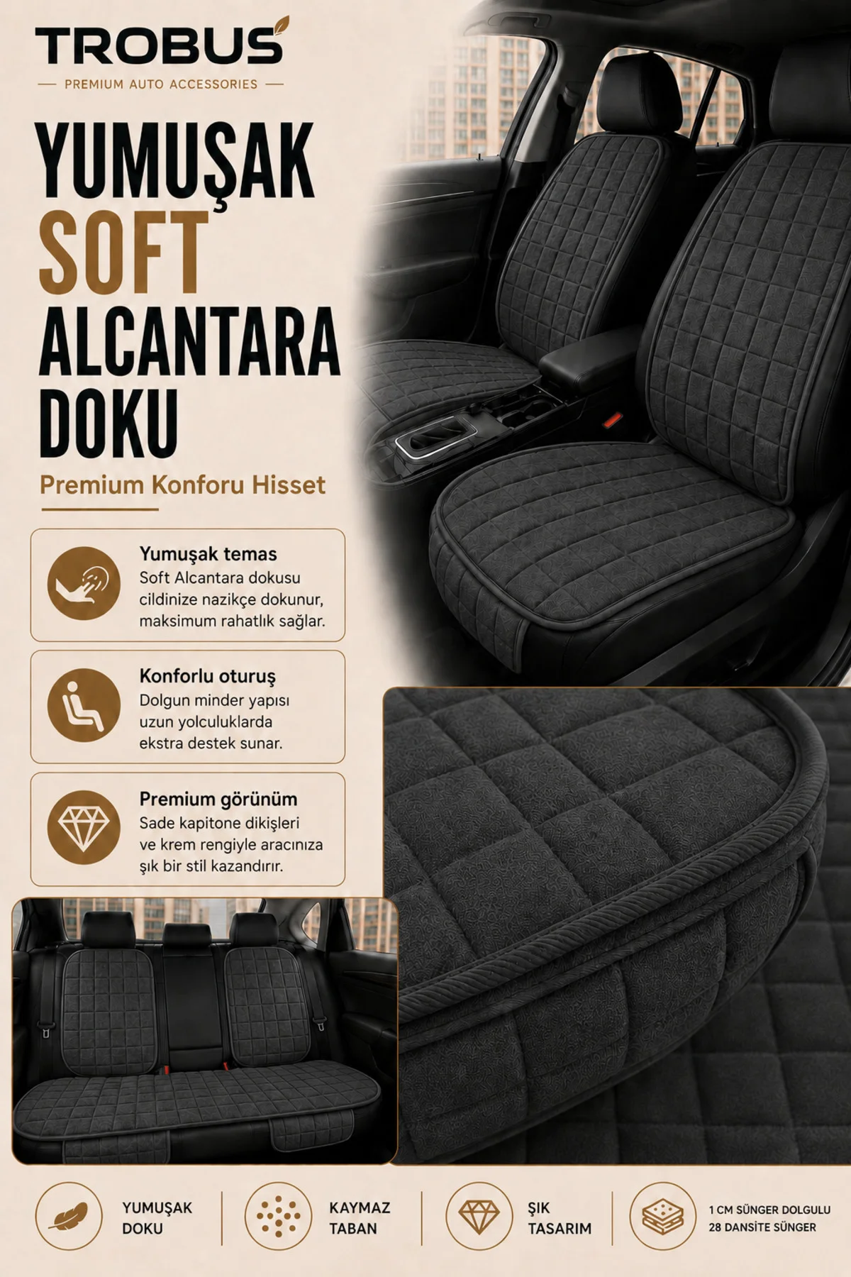 Honda Cr-V 2007-2011 Uyumlu Soft Alkantra Oto Koltuk Minderi Antrasit Fiyatı, Yorumları ve Özellikleri