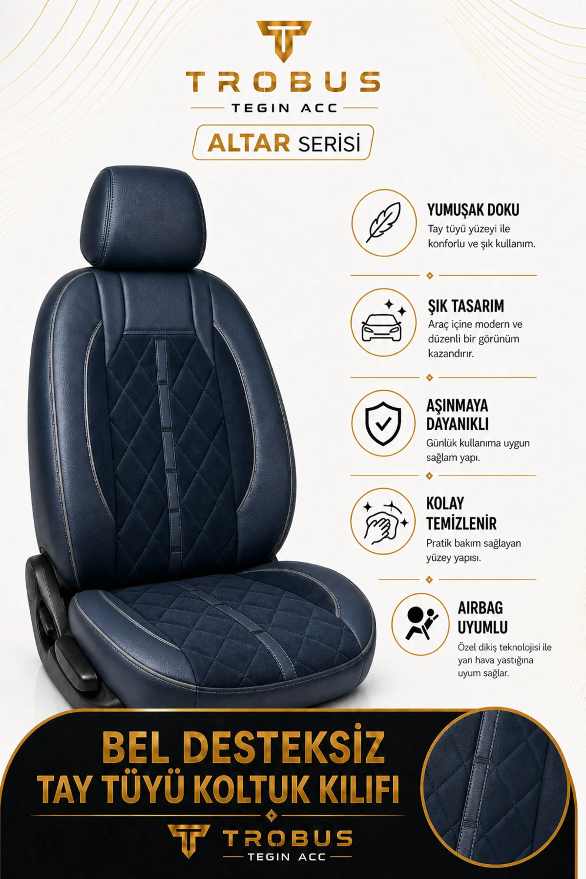 Honda Cr-V 2007-2011 Uyumlu Altar Serisi Tay Tüyü Oto Koltuk Kılıfı Füme
