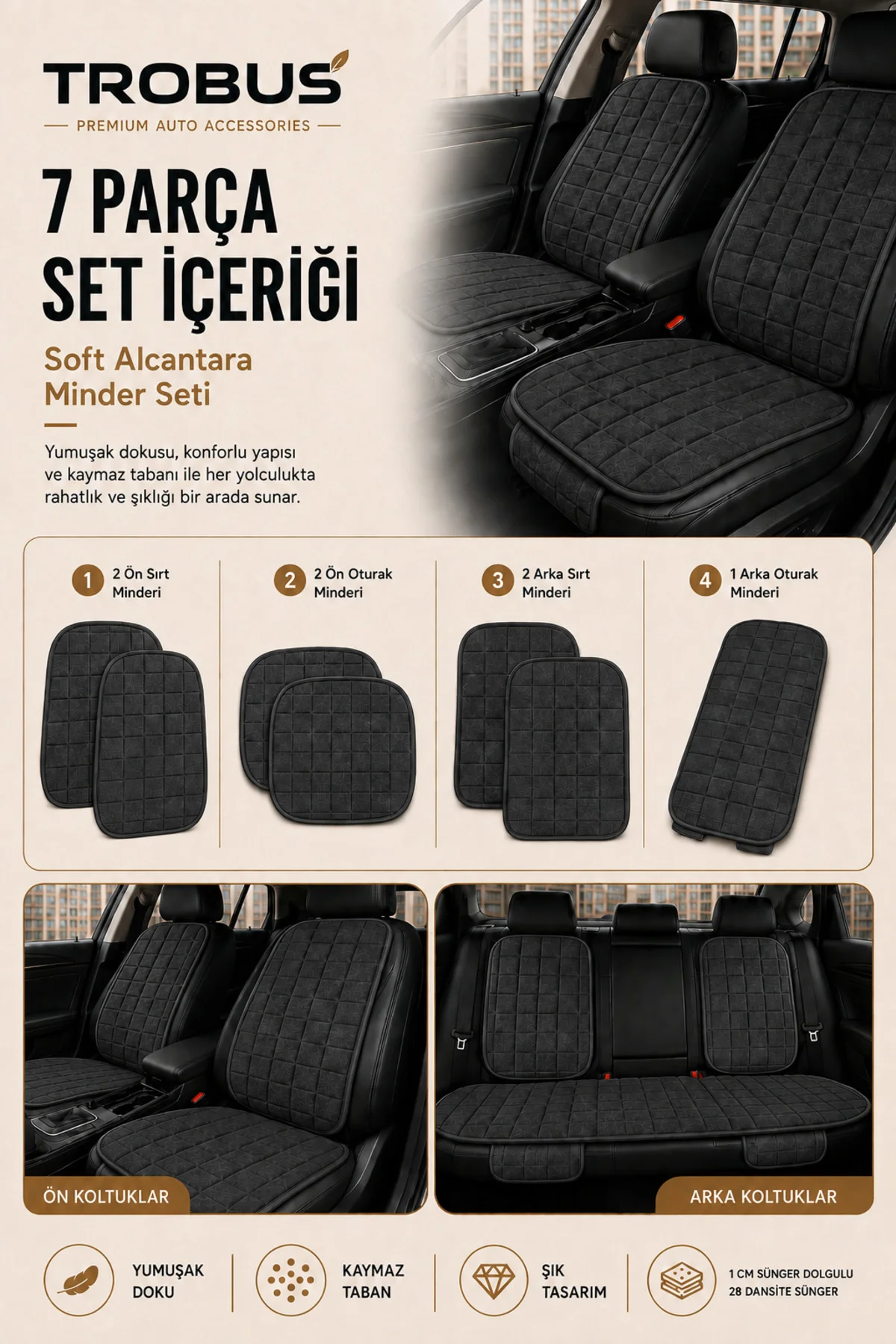 Honda Cr-V 2007-2011 Uyumlu Soft Alkantra Oto Koltuk Minderi Antrasit Fiyatı, Yorumları ve Özellikleri