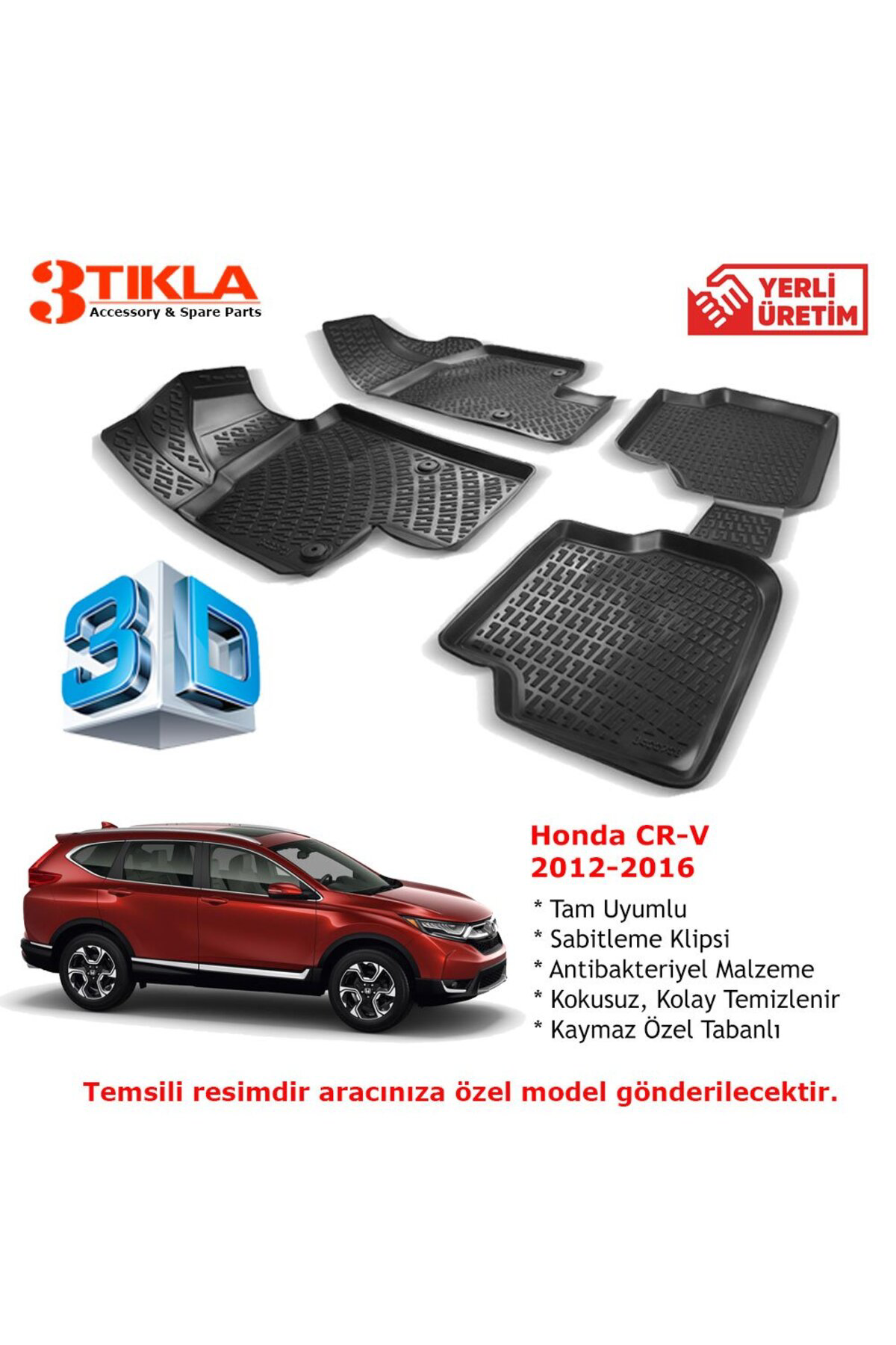 Honda CR-V 2012-2016 Premium 3D Havuzlu Paspas Seti