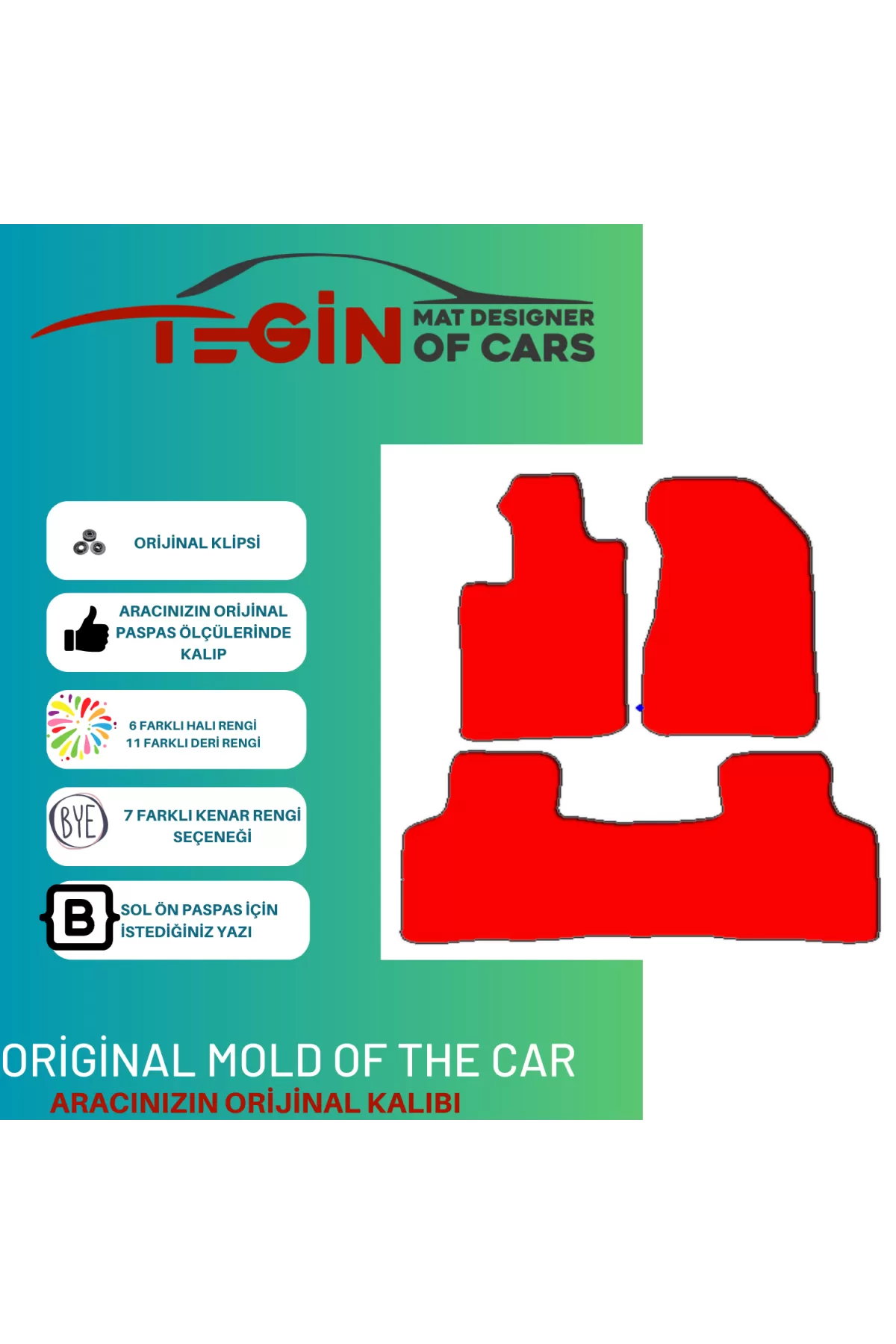 Honda Cvr 2 2002-2006 Prime Kırmızı Halı Gri Kenar Halı Paspas